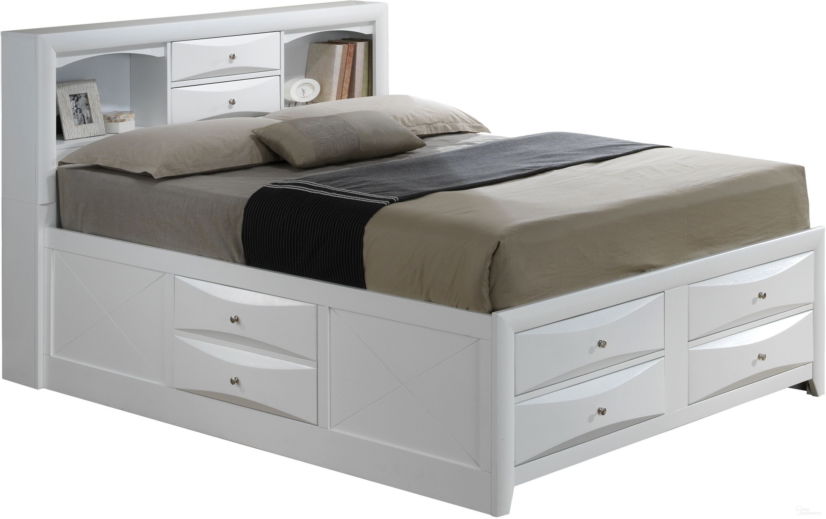 The appearance of Glory Furniture G1570 King Storage Bed in White designed by Glory in the traditional interior design. This white piece of furniture was selected by 1StopBedrooms from G1570 Collection to add a touch of cosiness and style into your home. Sku: G1570G-KSB3 Box 1;G1570G-KSB3 Box 2;G1570G-KSB3 Box 3;G1570G-KSB3 Box 5;G1570G-KSB3 Box 6;G1570G-KSB3 Box 4. Bed Type: Storage Bed. Material: Wood. Bed Size: King.
