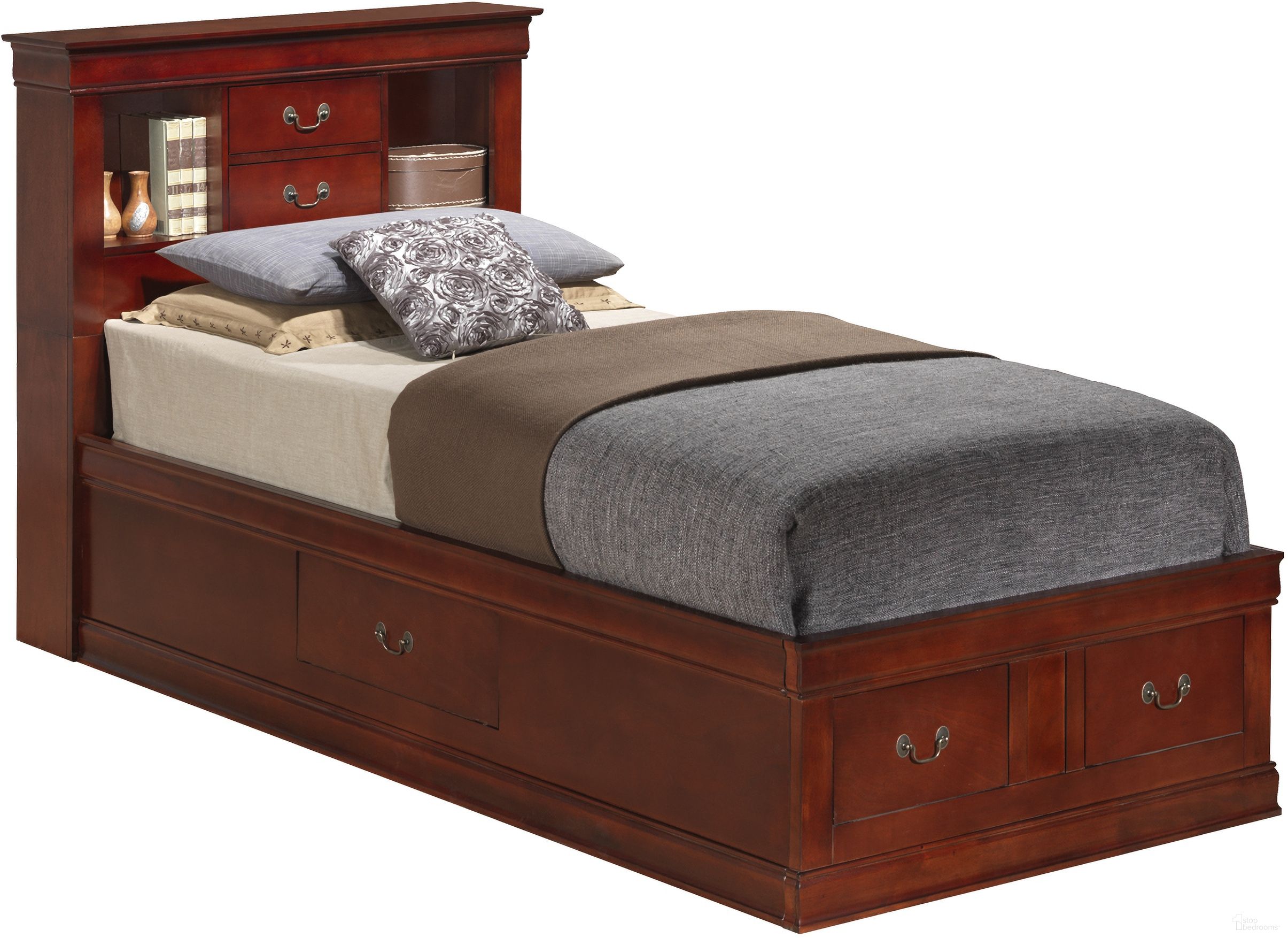 The appearance of Glory Furniture G3100 Twin Storage Bed in Cherry designed by Glory in the traditional interior design. This cherry piece of furniture was selected by 1StopBedrooms from G3100 Collection to add a touch of cosiness and style into your home. Sku: G3100B-TSB Box 1;G3100B-TSB Box 3;G3100B-TSB Box 2;G3100B-TSB Box 4;G3100B-TSB Box 5. Bed Type: Storage Bed. Material: Wood. Bed Size: Twin.