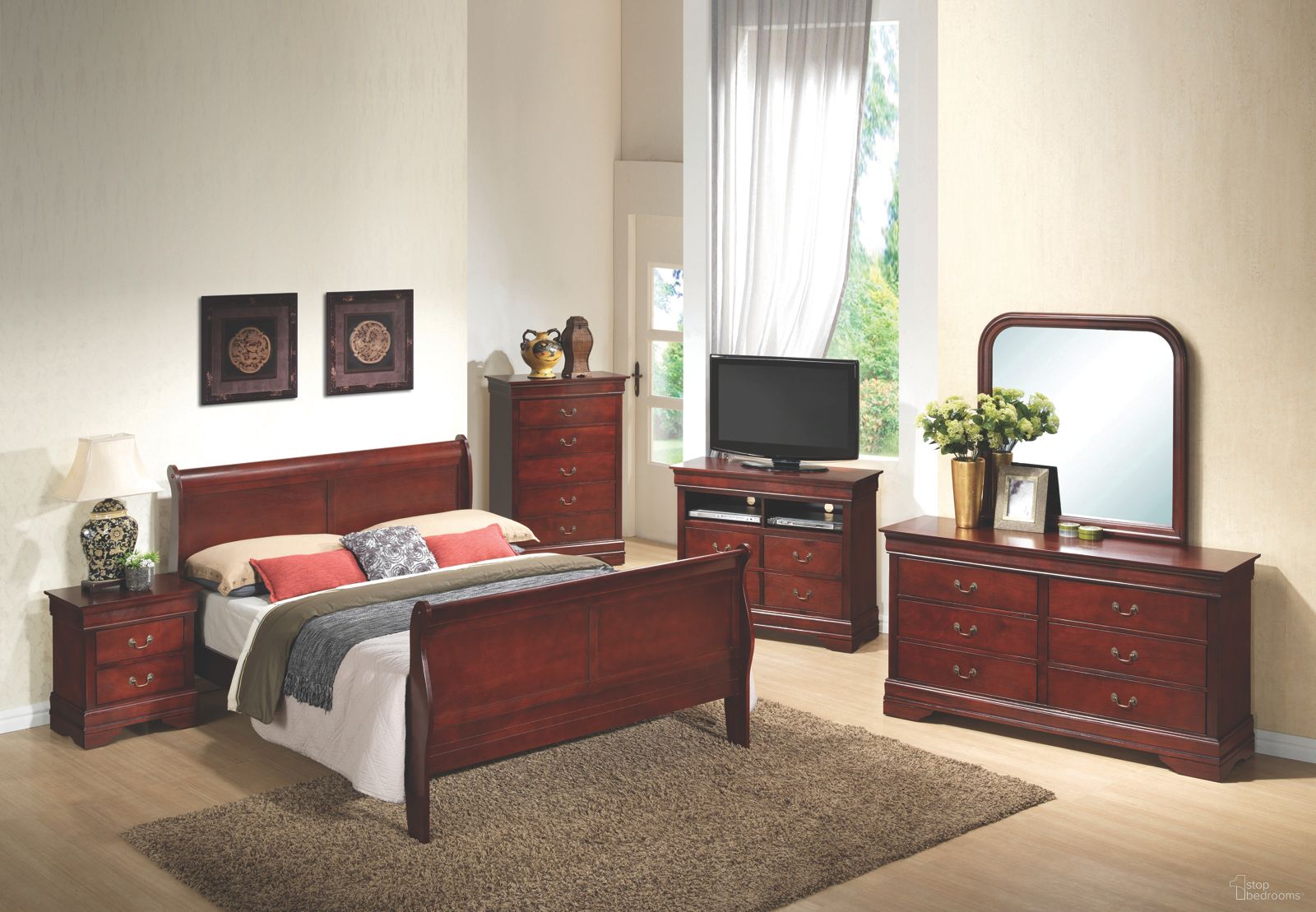 The appearance of Glory Furniture G3100 Sleigh Bedroom Set in Cherry designed by Glory in the traditional interior design. This cherry piece of furniture was selected by 1StopBedrooms from G3100 Collection to add a touch of cosiness and style into your home. Sku: G3100A-TB-Twin Bed Headboard & Footboard;G3100A-TB-Twin Bed Rails;G3100-N-Nightstand. Bed Type: Sleigh Bed. Material: Wood. Bed Size: Twin.