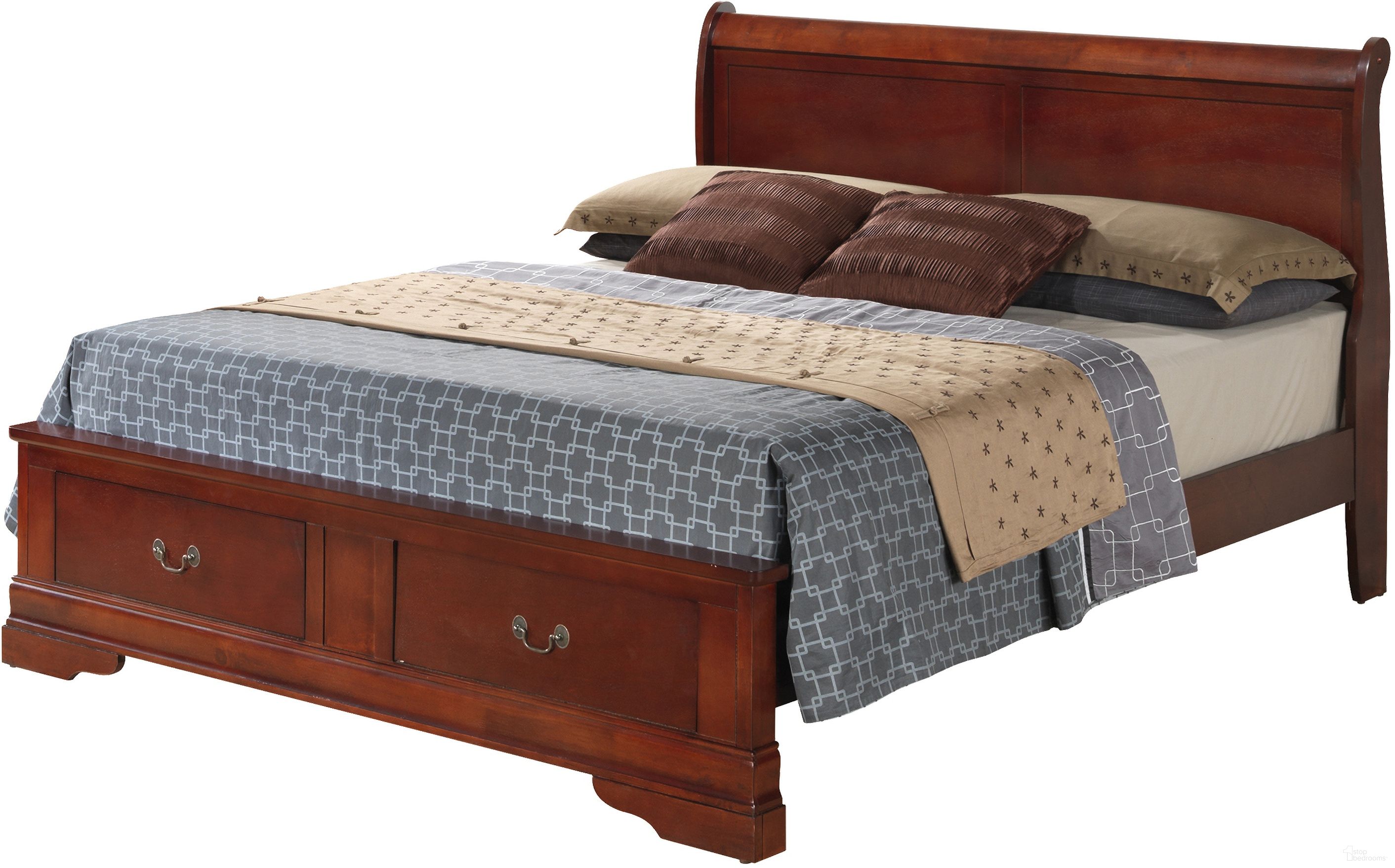 Glory Furniture G3100 Full Low Profile Storage Bed in Cherry