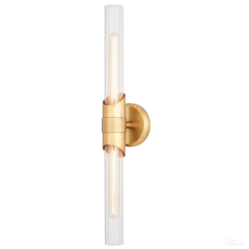 The appearance of Webster 24.5 Inch 2 Light Wall Light In Natural Brass designed by Vaxcel in the modern / contemporary interior design. This natural brass piece of furniture  was selected by 1StopBedrooms from Webster Collection to add a touch of cosiness and style into your home. Sku: W0464. Material: Steel.
