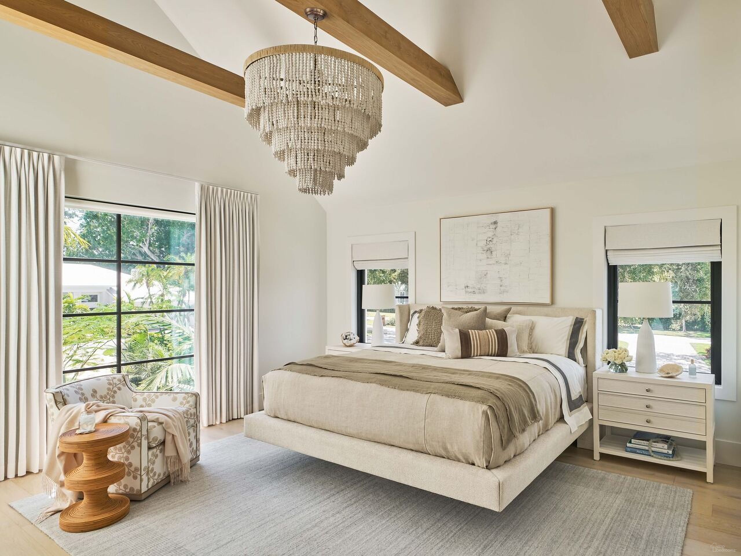 The appearance of Weekender Vanilla Sainte Ann Upholstered Platform Bedroom Set designed by Universal in the modern / contemporary interior design. This white sand piece of furniture  was selected by 1StopBedrooms from Weekender Collection to add a touch of cosiness and style into your home. Sku: U330210B;U330A351. Material: Fabric. Bed Size: Queen. Bed Type: Upholstered Bed.