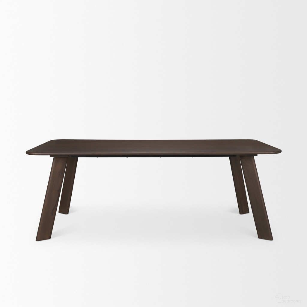 The appearance of Welborn 84 Inch Wood Rectangular Dining Table In Dark Brown designed by Mercana in the transitional interior design. This dark brown piece of furniture  was selected by 1StopBedrooms from Welborn Collection to add a touch of cosiness and style into your home. Sku: 71041-AB. Table Base Style: Legs. Material: Wood. Table Top Shape: Rectangular. Size: 84" x 42".