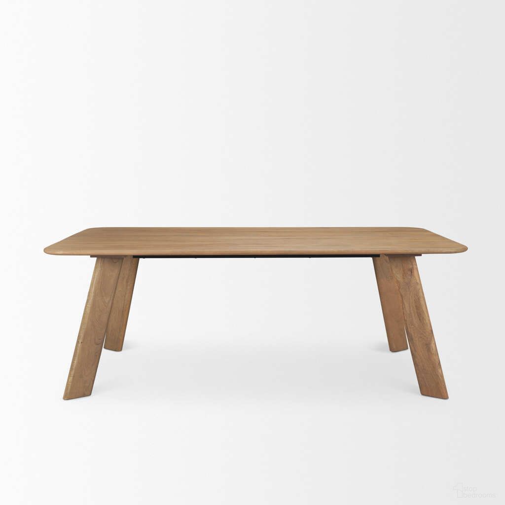 The appearance of Welborn 84 Inch Wood Rectangular Dining Table In Light Brown designed by Mercana in the modern / contemporary interior design. This light brown piece of furniture  was selected by 1StopBedrooms from Welborn Collection to add a touch of cosiness and style into your home. Sku: 71056-AB. Table Base Style: Legs. Table Top Shape: Rectangular. Size: 84" x 42". Material: Solid Wood.
