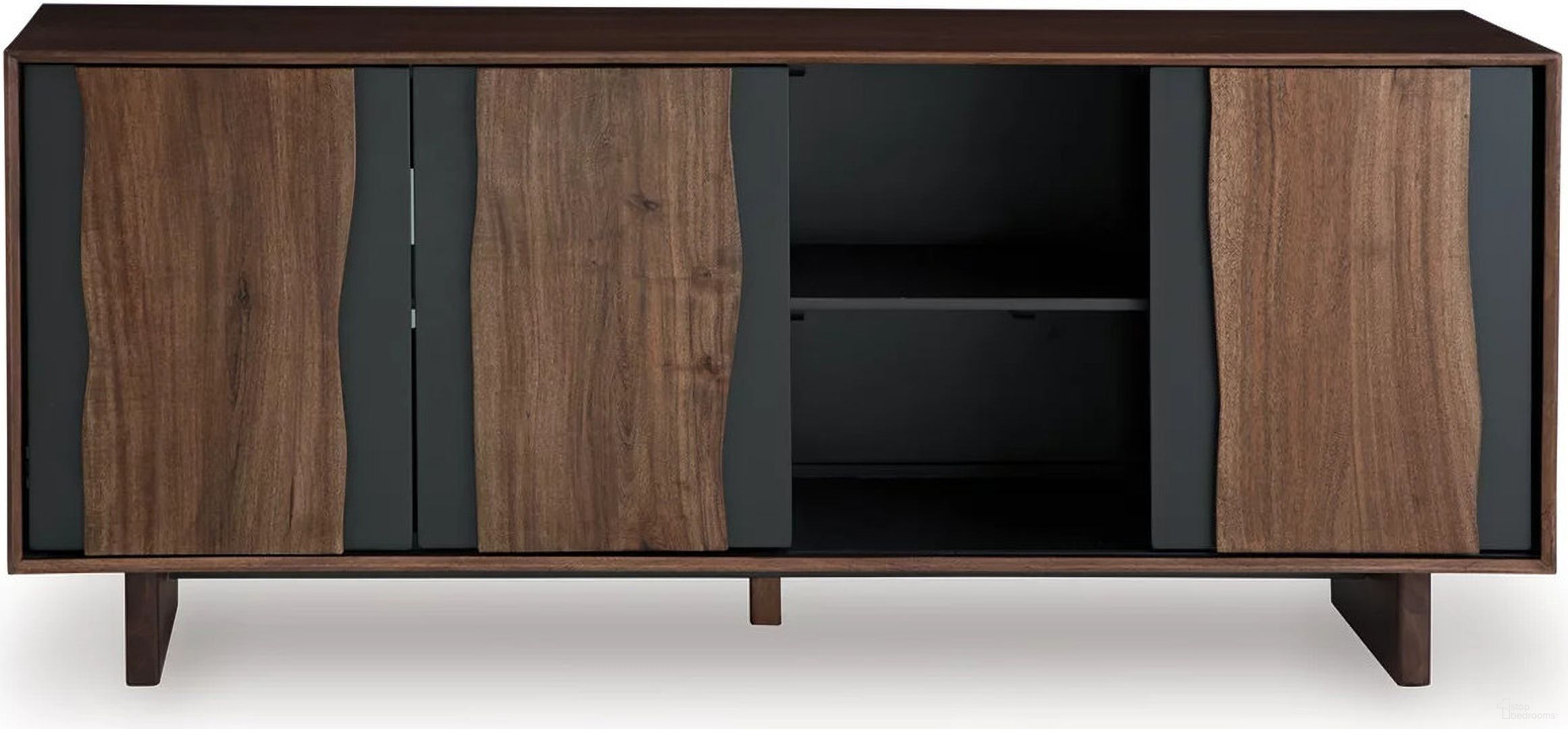 The appearance of Welby Accent Cabinet In Brown/Charcoal designed by Signature Design by Ashley in the transitional interior design. This brown/charcoal piece of furniture  was selected by 1StopBedrooms from Welby Collection to add a touch of cosiness and style into your home. Sku: A4000679. Material: Wood.