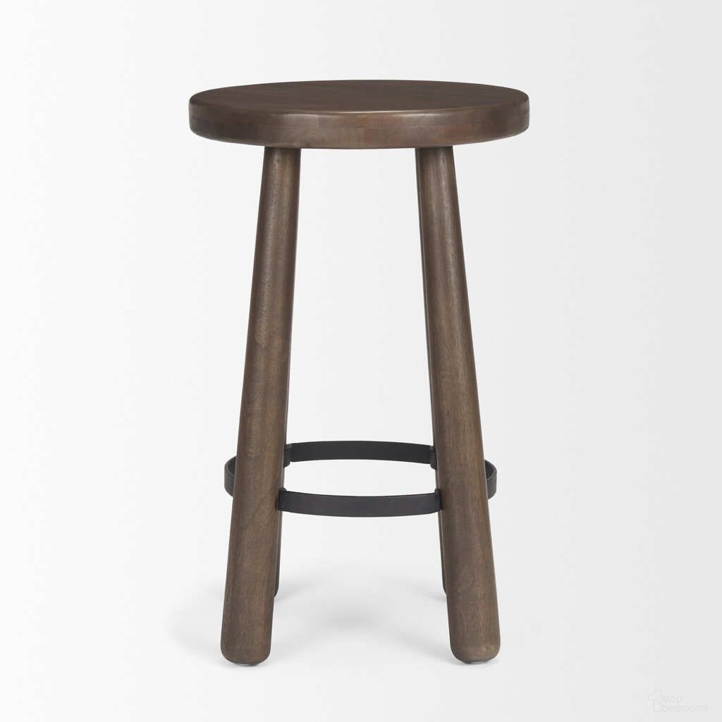 The appearance of Weldon Wood And Metal Counter Stool In Brown designed by Mercana in the modern / contemporary interior design. This brown piece of furniture  was selected by 1StopBedrooms from Weldon Collection to add a touch of cosiness and style into your home. Sku: 71037. Material: Wood.