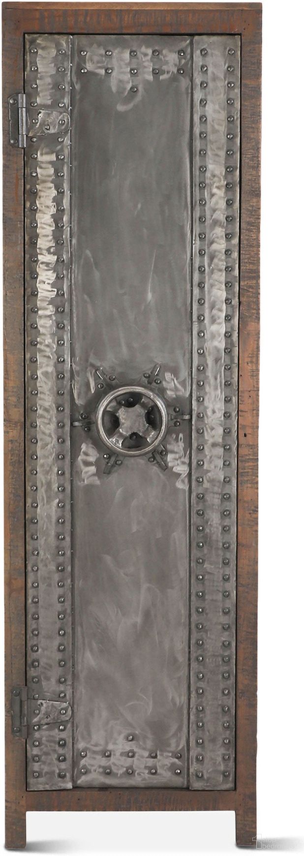 Welles Tall Vault Cabinet In Reclaimed Brown Wood and Iron