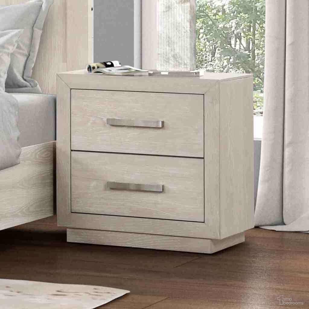 The appearance of Wellingborough Nightstand with USB and LED In Light Gray designed by Furniture of America in the transitional interior design. This light gray piece of furniture  was selected by 1StopBedrooms from Wellingborough Collection to add a touch of cosiness and style into your home. Sku: FM7703AK-N. Material: Acacia.