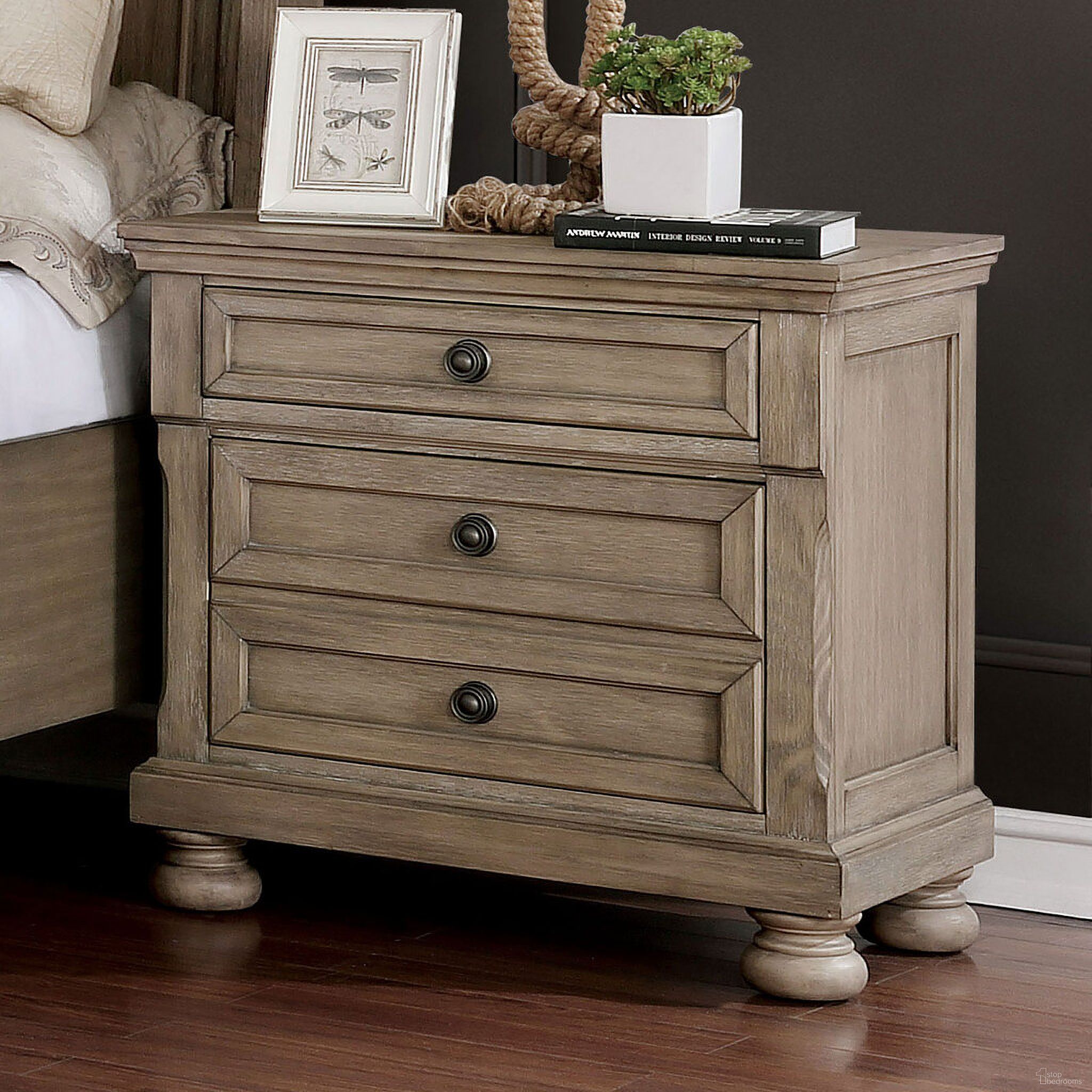 The appearance of Wells Night Stand In Gray designed by Furniture of America in the transitional interior design. This gray piece of furniture was selected by 1StopBedrooms from Wells Collection to add a touch of cosiness and style into your home. Sku: CM7568N. Material: Wood.