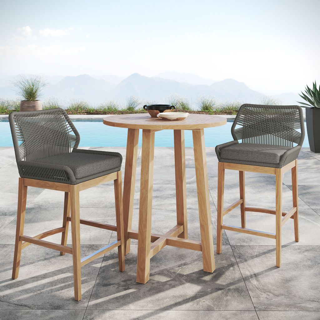 The appearance of Wellspring 3-Piece Outdoor Patio Teak Wood Bar Set In Graphite Gray designed by Modway in the modern / contemporary interior design. This graphite gray piece of furniture was selected by 1StopBedrooms from Wellspring Collection to add a touch of cosiness and style into your home. Sku: EEI-5746-GRY-GPH;EEI-7127-NAT;EEI-5746-GRY-GPH. Material: Teak Wood.