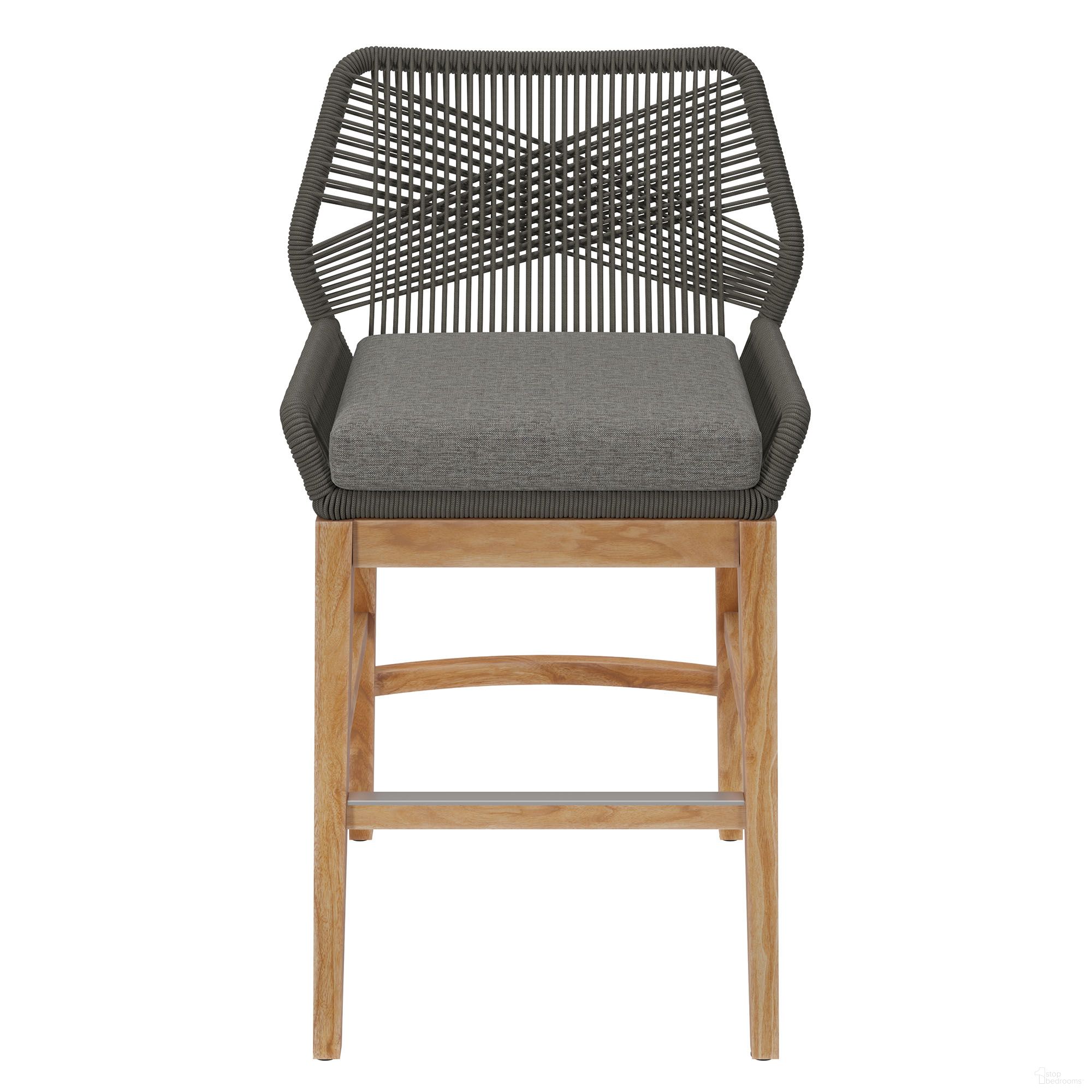 The appearance of Wellspring Outdoor Patio Teak and Rope Counter Stool In Gray and Graphite designed by Modway in the modern / contemporary interior design. This graphite/gray piece of furniture was selected by 1StopBedrooms from Wellspring Collection to add a touch of cosiness and style into your home. Sku: EEI-7126-GRY-GPH. Material: Teak.