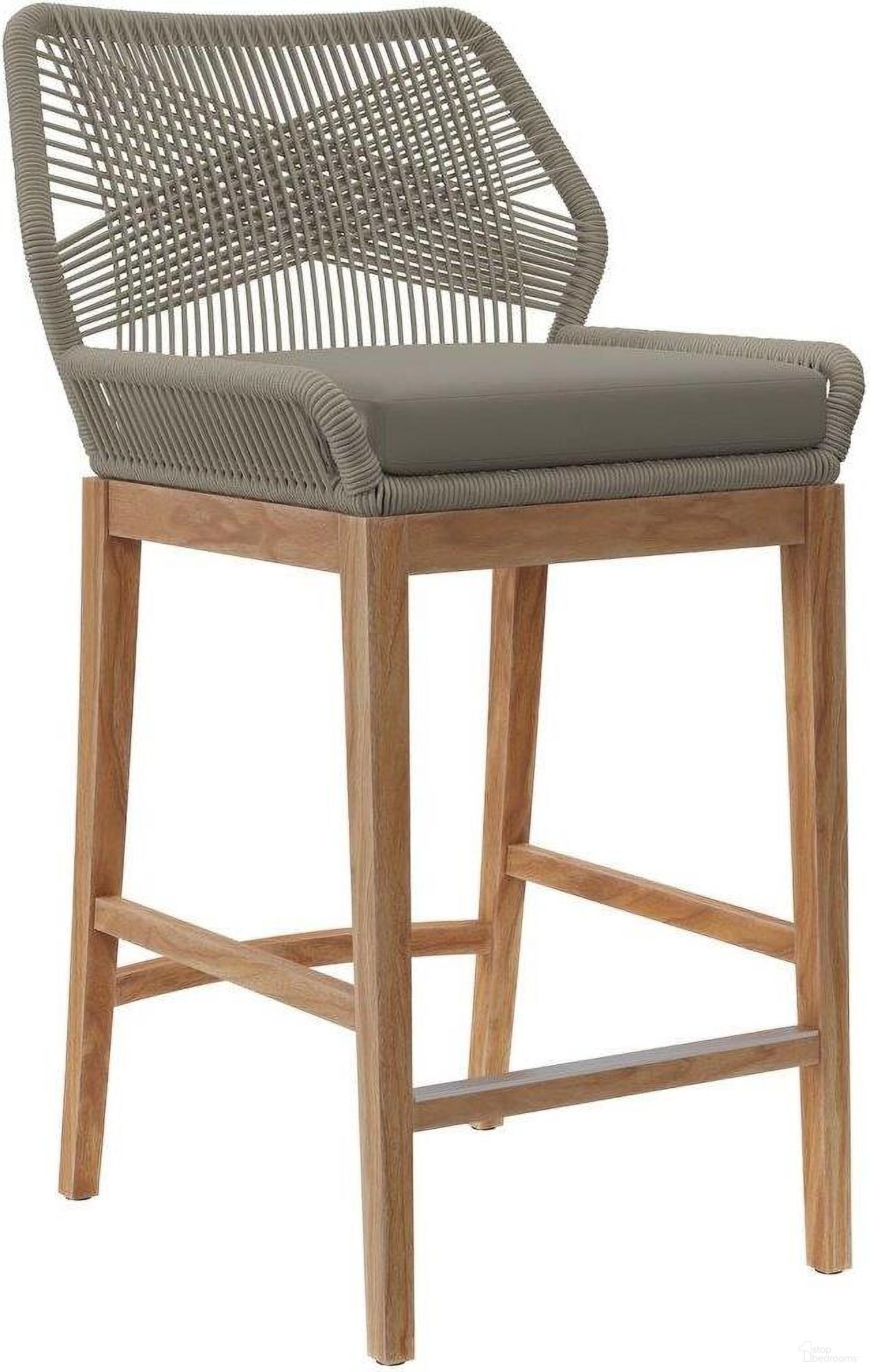The appearance of Wellspring Outdoor Patio Teak Wood Barstool In Light Gray Greige designed by Modway in the transitional interior design. This light gray piece of furniture was selected by 1StopBedrooms from Wellspring Collection to add a touch of cosiness and style into your home. Sku: EEI-5746-LGR-GRG. Material: Wood.