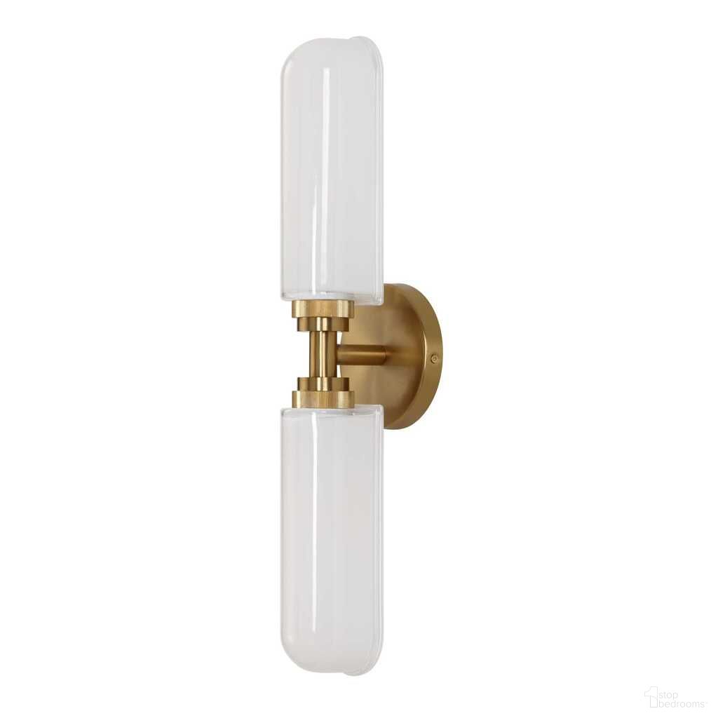 Wellsville 2 Light Sconce In White and Brass