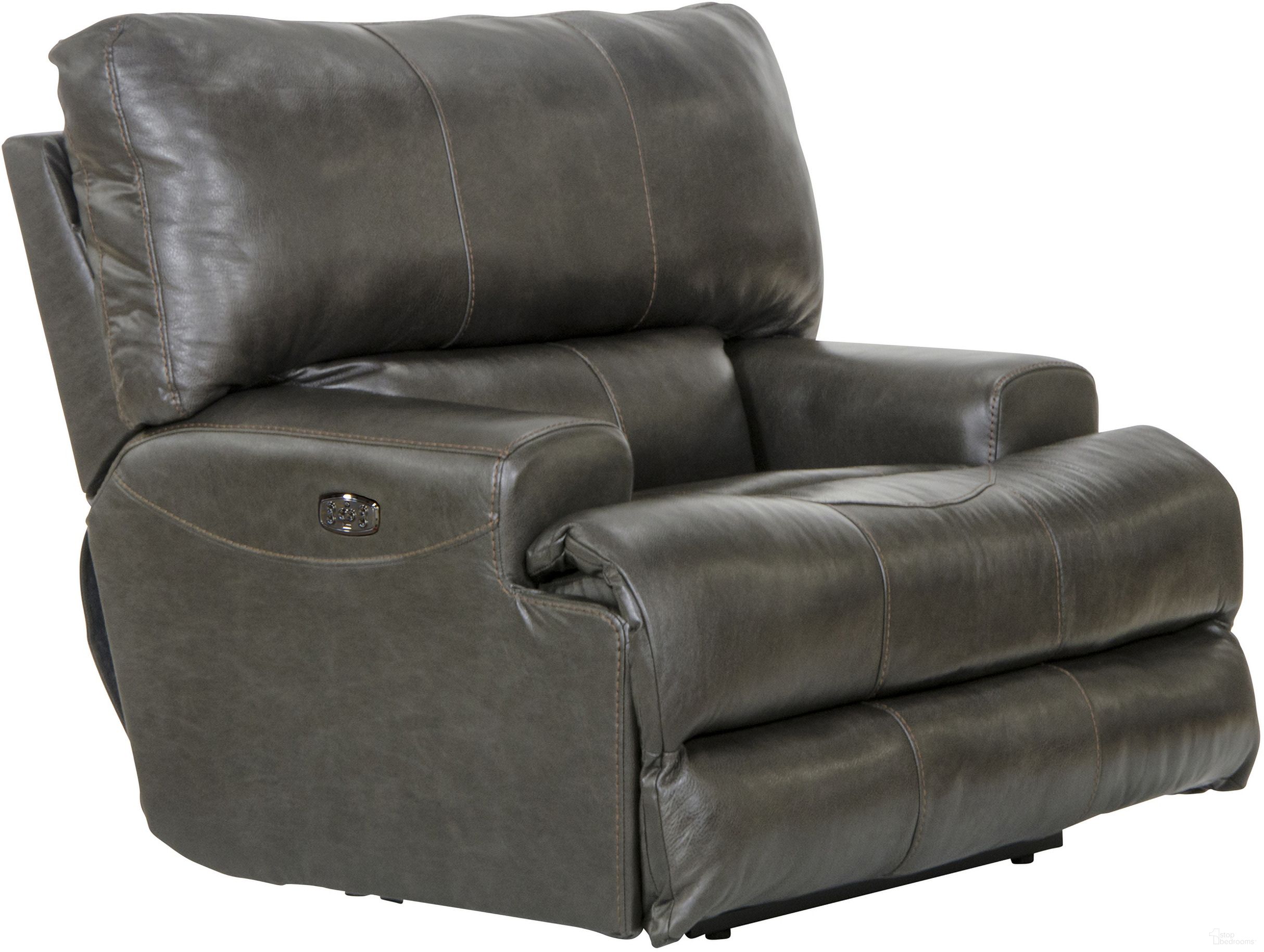 The appearance of Wembley Power Lay Flat Recliner with Power Adjustable Headrest And Lumbar Support In Steel designed by Catnapper in the traditional interior design. This steel piece of furniture  was selected by 1StopBedrooms from Wembley Collection to add a touch of cosiness and style into your home. Sku: 7645807128328308328. Material: Leather.