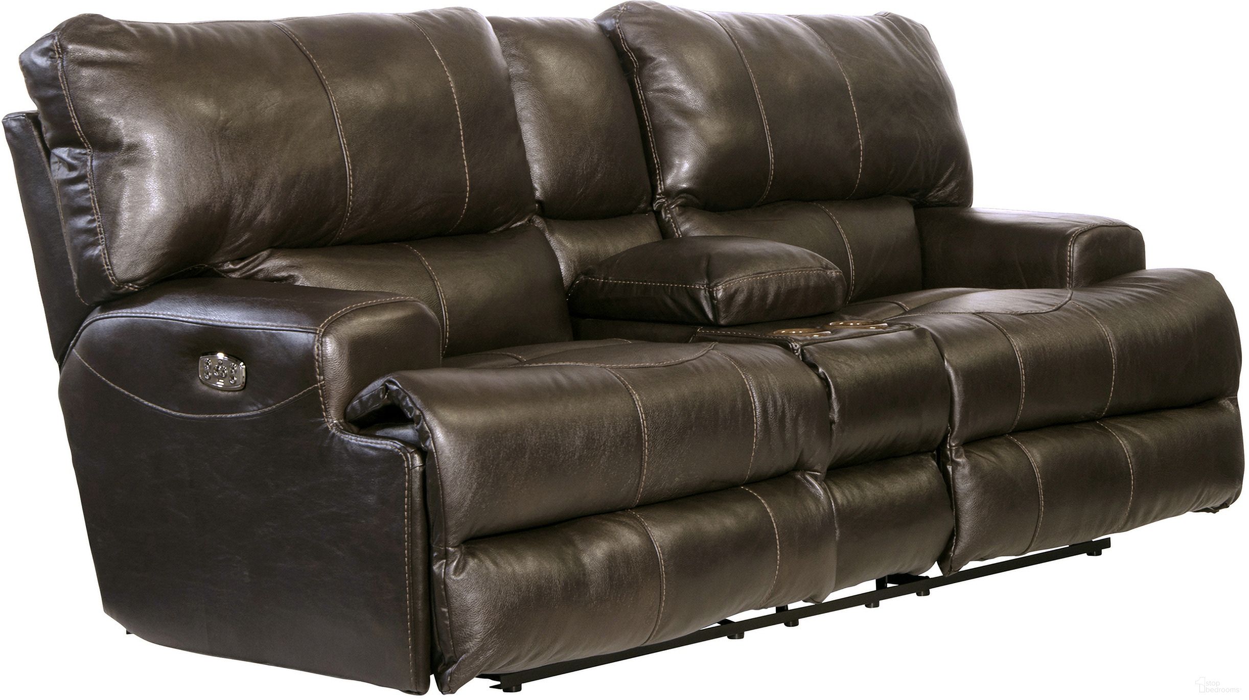 The appearance of Wembley Power Lay Flat Reclining Console Loveseat with Power Adjustable Headrest In Steel designed by Catnapper in the traditional interior design. This steel piece of furniture was selected by 1StopBedrooms from Wembley Collection to add a touch of cosiness and style into your home. Sku: 764589128328308328. Material: Leather.