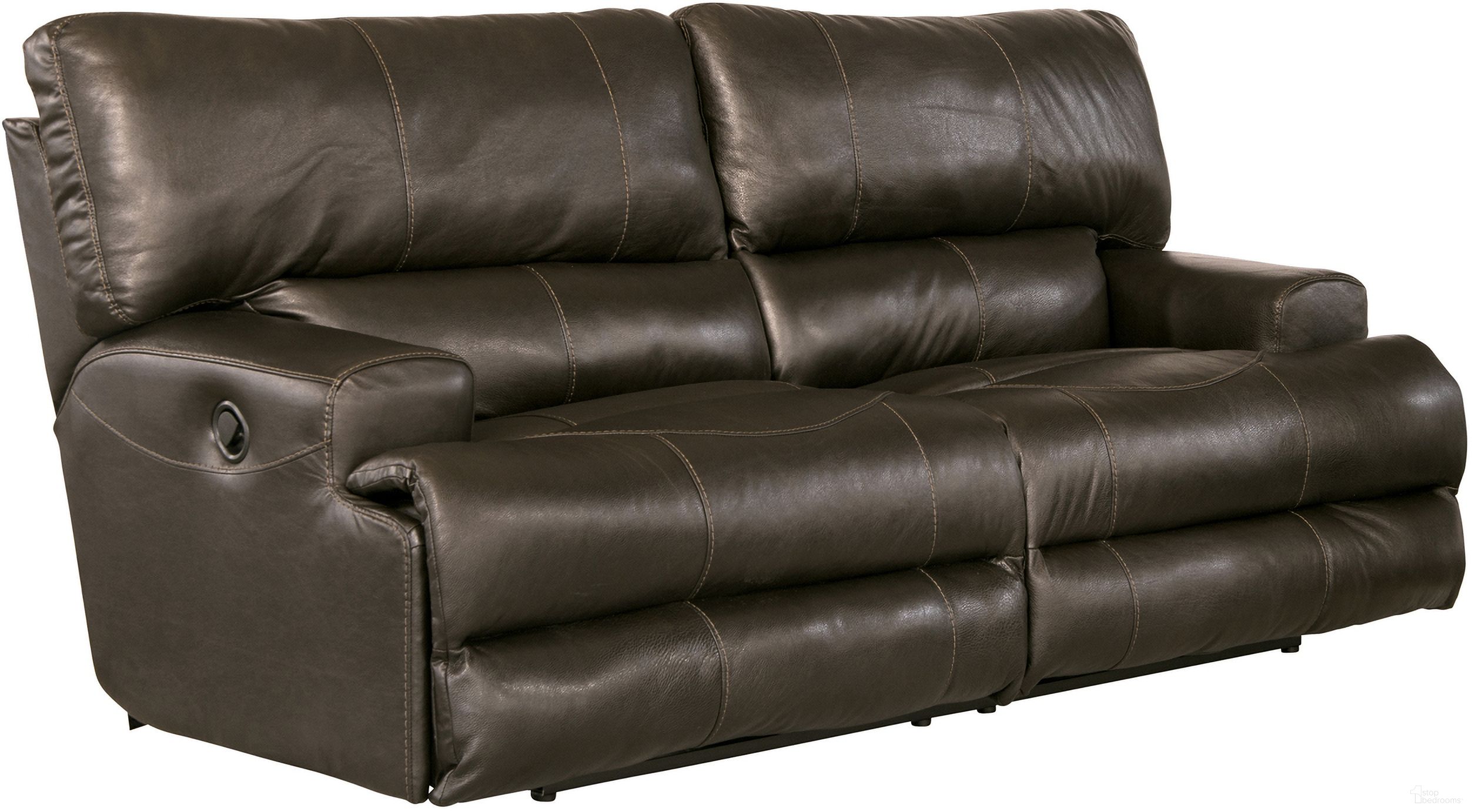 The appearance of Wembley Steel Lay Flat Reclining Sofa designed by Catnapper in the modern / contemporary interior design. This gray piece of furniture was selected by 1StopBedrooms from Wembley Collection to add a touch of cosiness and style into your home. Sku: 4581128328308328. Material: Leather.
