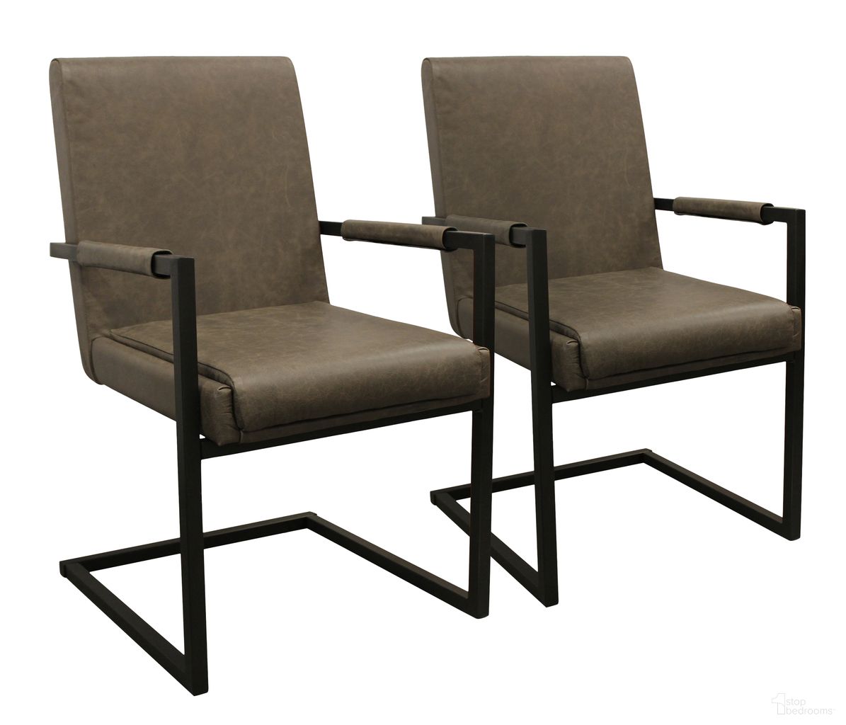 The appearance of Wendy Arm Chair Set of 2 In Gray Leather designed by Moti in the modern / contemporary interior design. This gray piece of furniture  was selected by 1StopBedrooms from Wendy Collection to add a touch of cosiness and style into your home. Sku: 94011074. Material: Leather. Chair Type: Arm Chair.