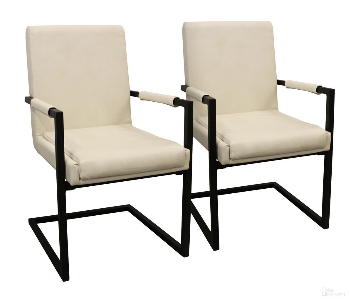 Wendy Arm Chair Set of 2 In Ivory Leather