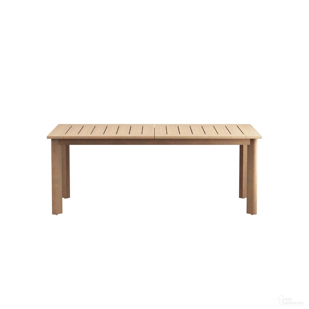 The appearance of Wesley Wood Extendable Patio Dining Table with Self Storing Leaf In Brown and Natural designed by New Classic in the modern / contemporary interior design. This brown and natural piece of furniture was selected by 1StopBedrooms from Wesley Collection to add a touch of cosiness and style into your home. Sku: G5511-70. Table Base Style: Legs. Material: Wood. Table Top Shape: Rectangular.