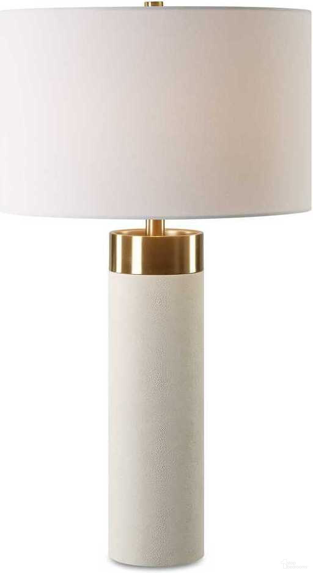 The appearance of Wessex Table Lamp In and Brushed Brass designed by Uttermost in the coastal interior design. This white and brushed brass piece of furniture  was selected by 1StopBedrooms from Wessex Collection to add a touch of cosiness and style into your home. Sku: 30407. Material: Iron.