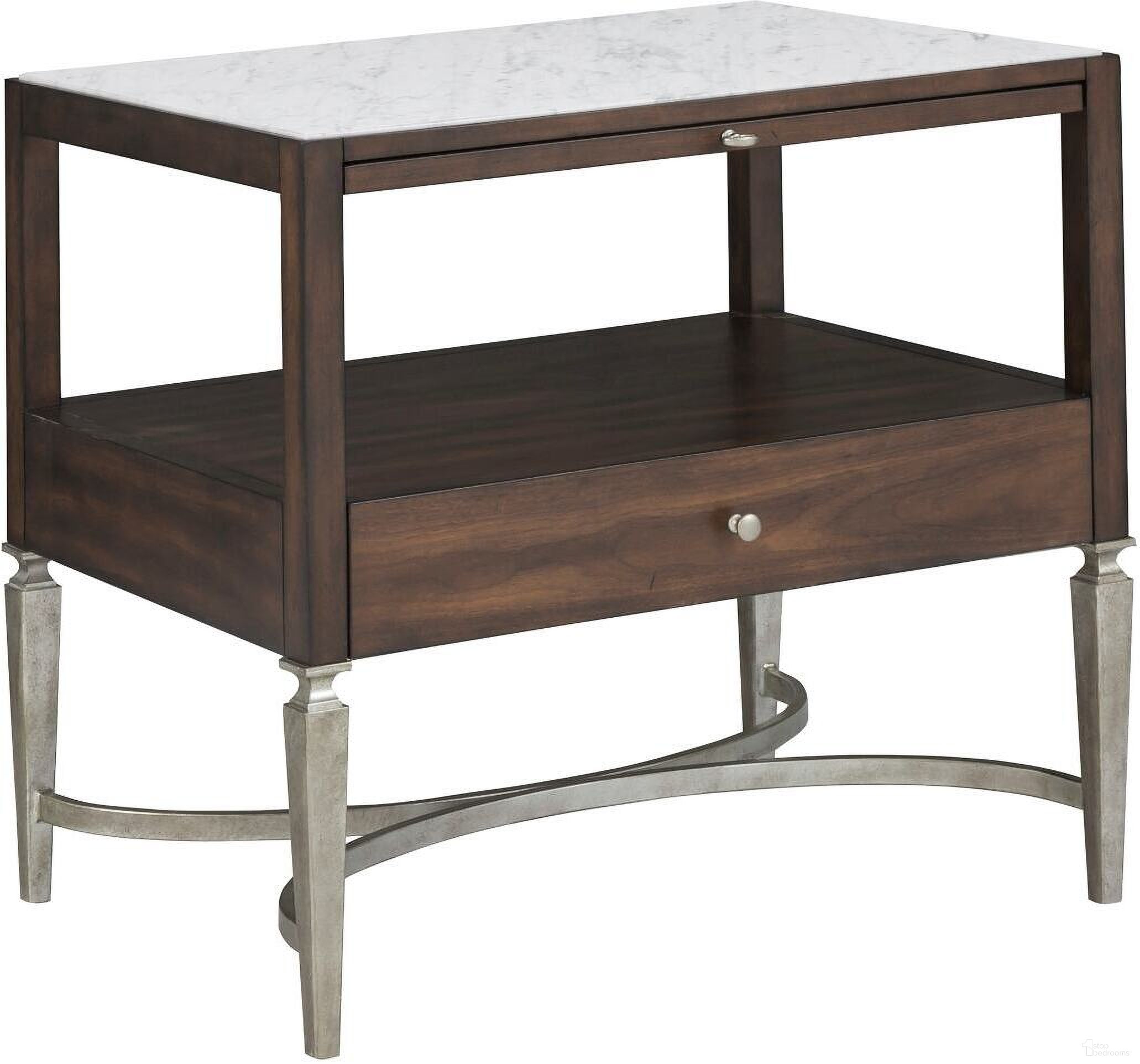 The appearance of West Camden Nightstand In Tahitian Pearl designed by Fairfield Chair in the modern / contemporary interior design. This tahitian pearl piece of furniture was selected by 1StopBedrooms from West Camden Collection to add a touch of cosiness and style into your home. Sku: 8096-SB. Material: Walnut.