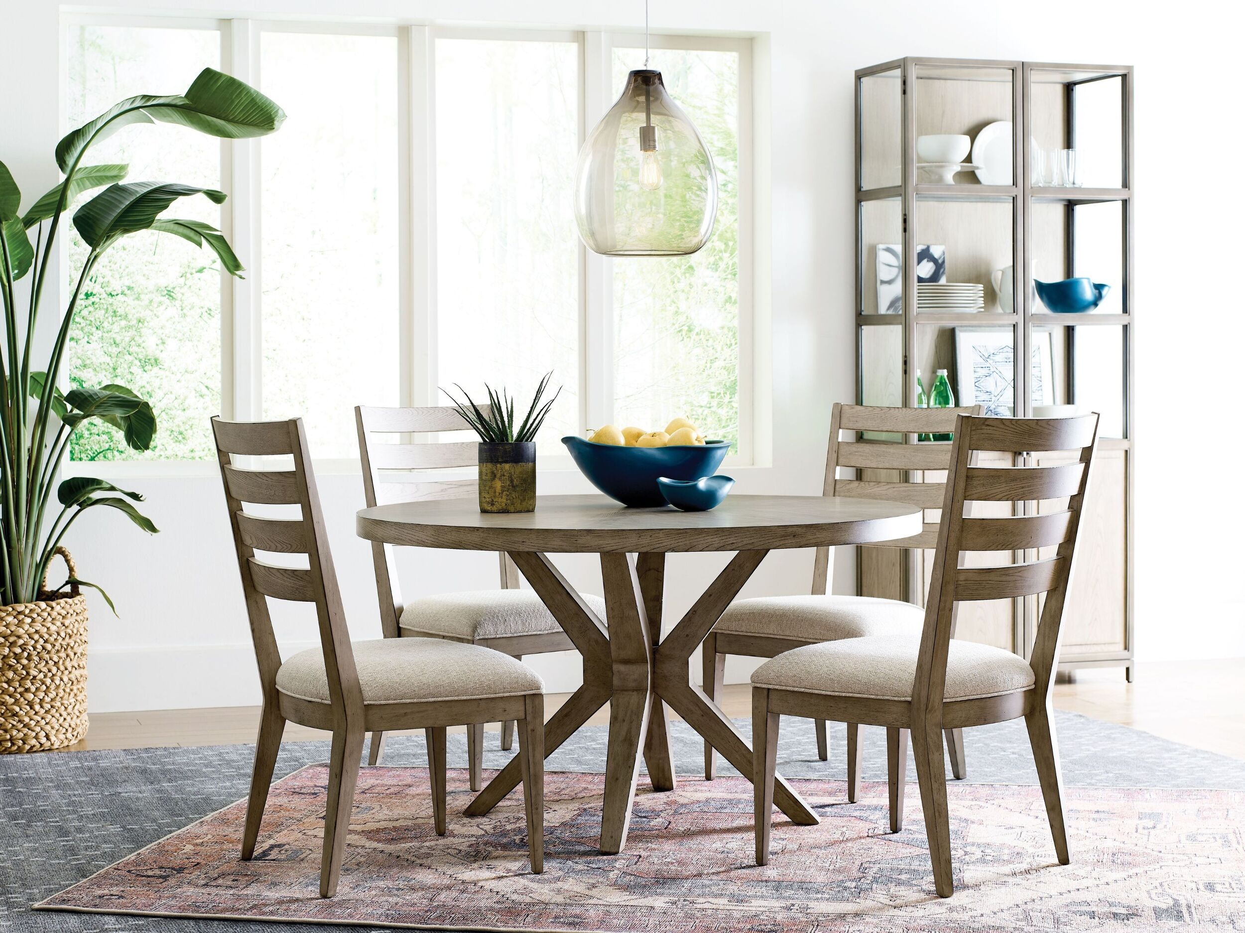 The appearance of West Fork Aged Taupe Hardy Round Dining Room Set designed by American Drew in the transitional interior design. This beige piece of furniture was selected by 1StopBedrooms from West Fork Collection to add a touch of cosiness and style into your home. Sku: 924-701R;924-638. Table Base Style: Pedestal. Table Top Shape: Round. Material: Wood. Size: 54".