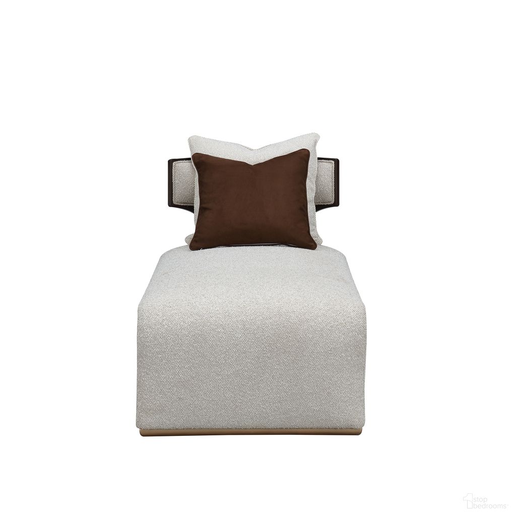 The appearance of West Kensington Chaise In Buff and Medium Espresso designed by Michael Amini in the transitional interior design. This medium espresso/buff piece of furniture  was selected by 1StopBedrooms from West Kensington Collection to add a touch of cosiness and style into your home. Sku: 9096841-BUFF-417. Material: Solid Wood.