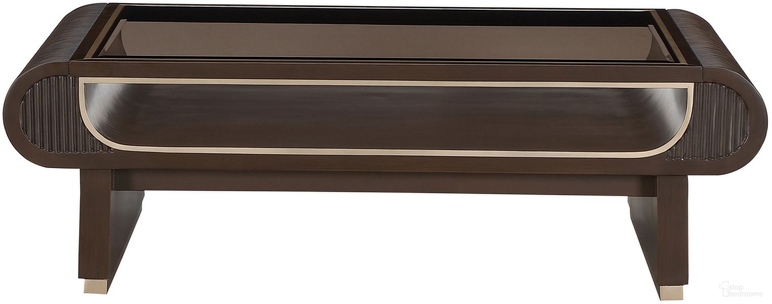 The appearance of West Kensington Cocktail Table In Medium Espresso designed by Michael Amini in the transitional interior design. This medium espresso piece of furniture was selected by 1StopBedrooms from West Kensington Collection to add a touch of cosiness and style into your home. Sku: 9096201-417. Material: Solid Wood.