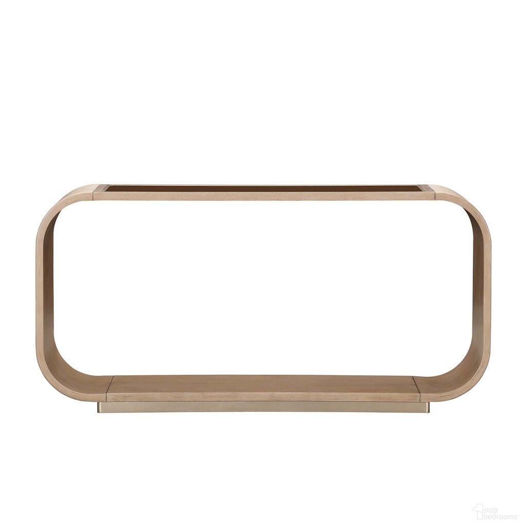 The appearance of West Kensington Console Table In Sea Salt Caramel designed by Michael Amini in the modern / contemporary interior design. This sea salt caramel piece of furniture  was selected by 1StopBedrooms from West Kensington Collection to add a touch of cosiness and style into your home. Sku: 9096223-147. Material: Solid Wood.