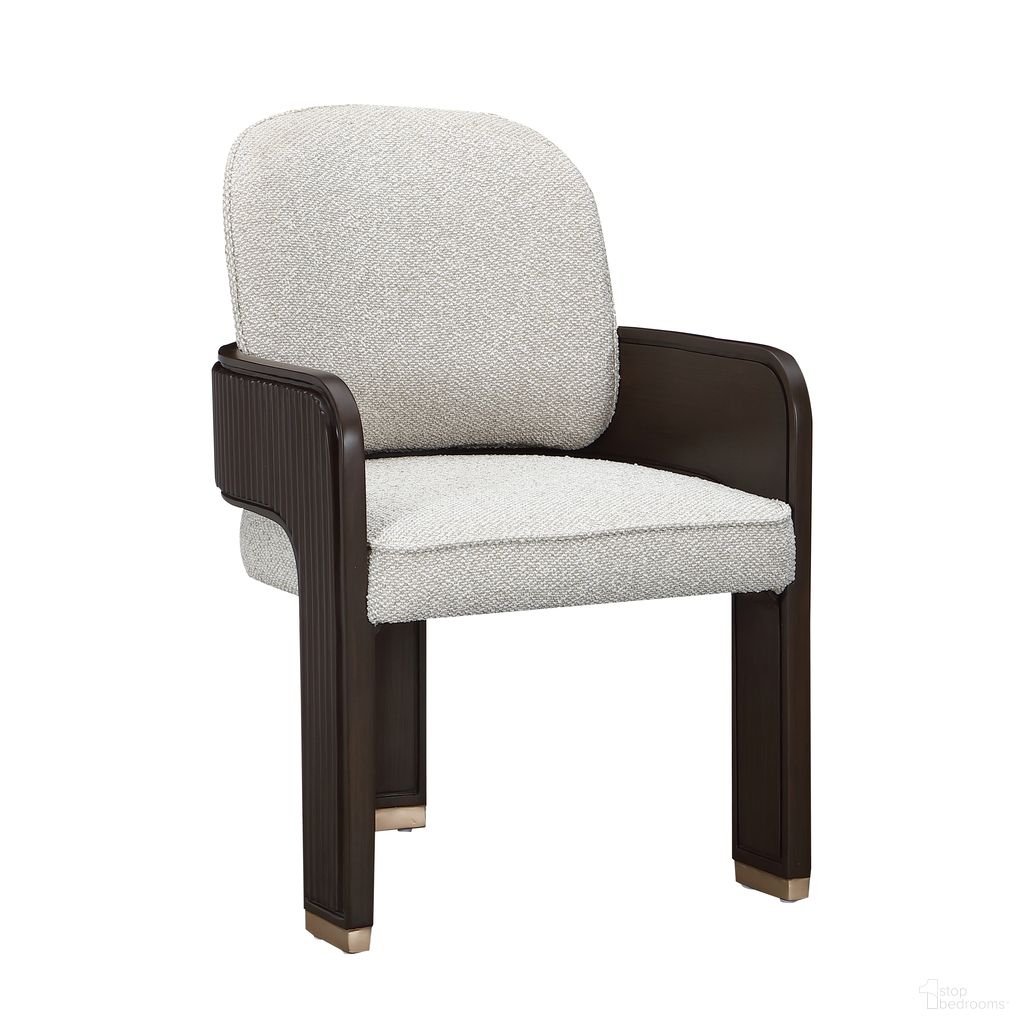 The appearance of West Kensington Dining Arm Chair In Buff and Medium Espresso designed by Michael Amini in the transitional interior design. This medium espresso/buff piece of furniture  was selected by 1StopBedrooms from West Kensington Collection to add a touch of cosiness and style into your home. Sku: 9096004A-417. Chair Type: Arm Chair. Material: Solid Wood.