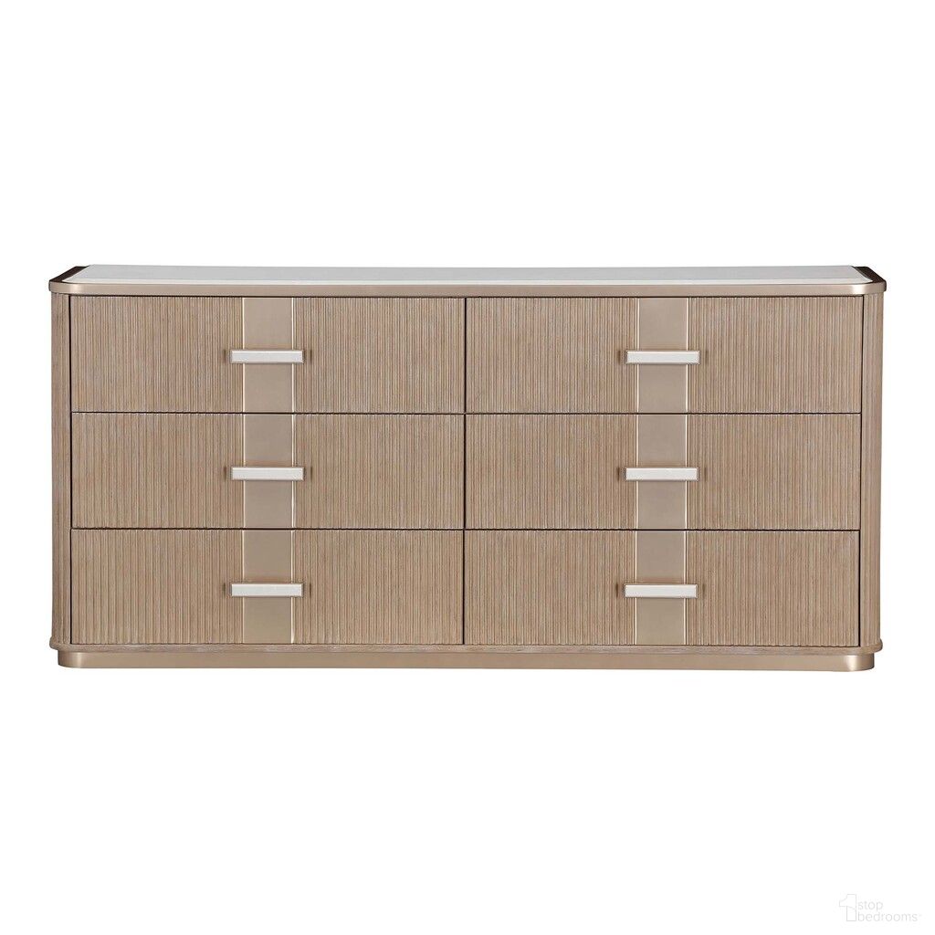 The appearance of West Kensington Dresser In Sea Salt Caramel designed by Michael Amini in the modern / contemporary interior design. This sea salt caramel piece of furniture was selected by 1StopBedrooms from West Kensington Collection to add a touch of cosiness and style into your home. Sku: 9096050SA-147. Material: Solid Wood.