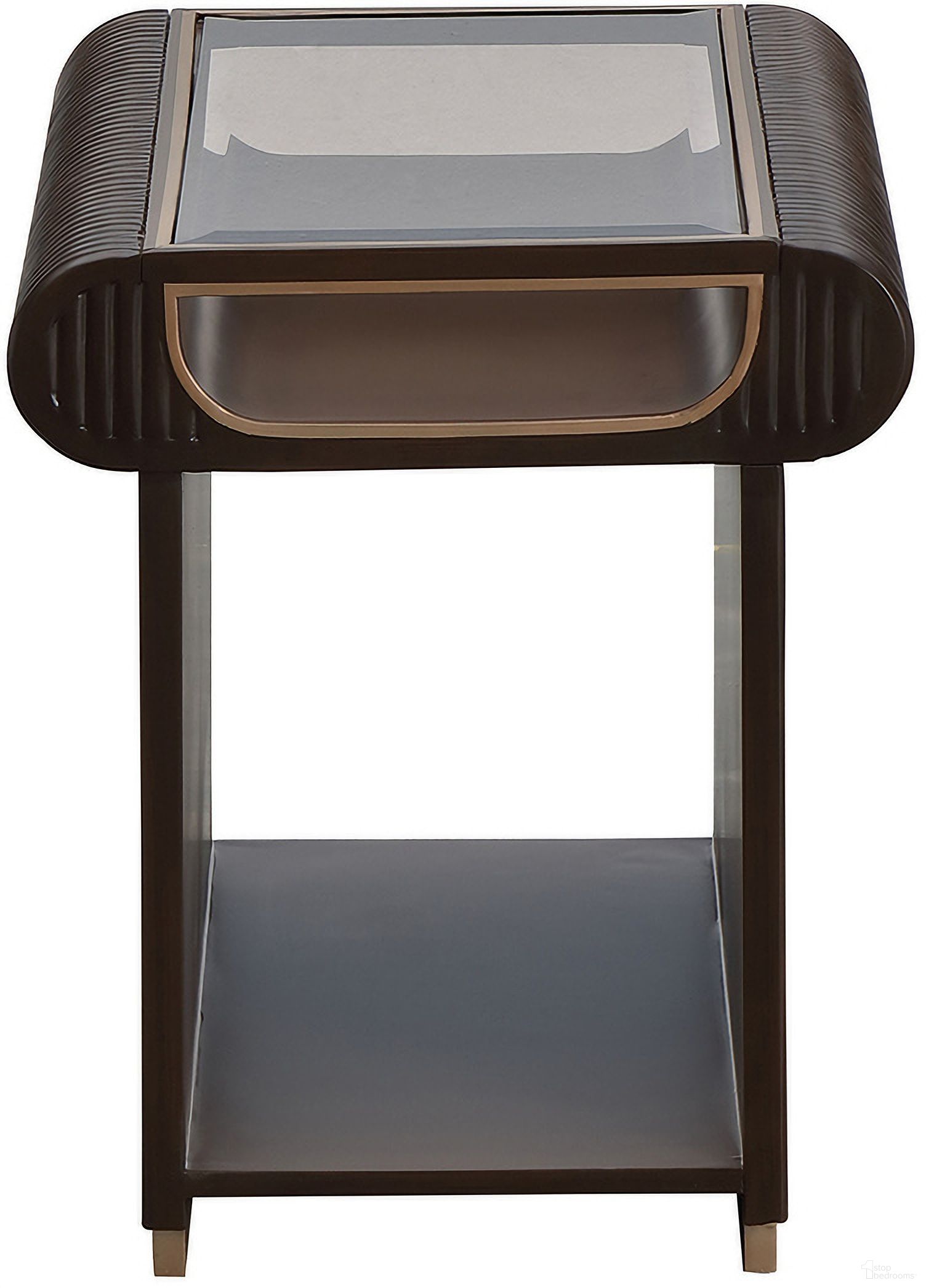 The appearance of West Kensington End Table In Medium Espresso designed by Michael Amini in the transitional interior design. This medium espresso piece of furniture was selected by 1StopBedrooms from West Kensington Collection to add a touch of cosiness and style into your home. Sku: 9096202-417. Material: Solid Wood.