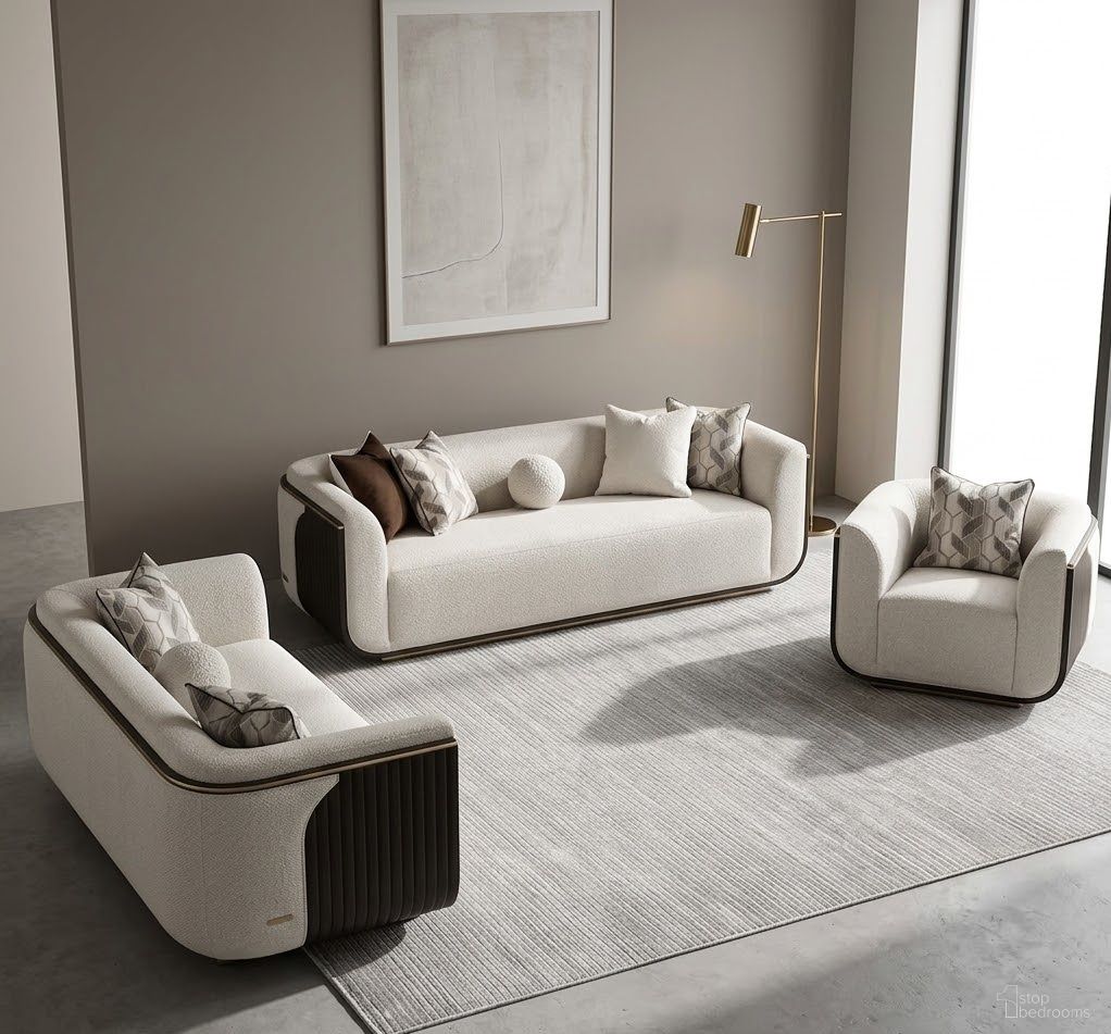 West Kensington Living Room Set In Buff and Medium Espresso