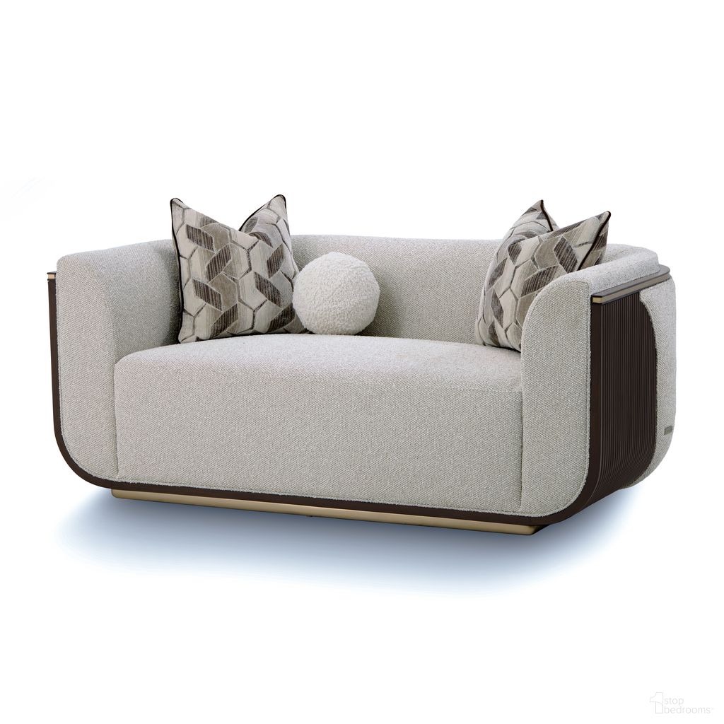 The appearance of West Kensington Loveseat In Buff and Medium Espresso designed by Michael Amini in the modern / contemporary interior design. This medium espresso/buff piece of furniture  was selected by 1StopBedrooms from West Kensington Collection to add a touch of cosiness and style into your home. Sku: 9096825-BUFF-417. Material: Birch.