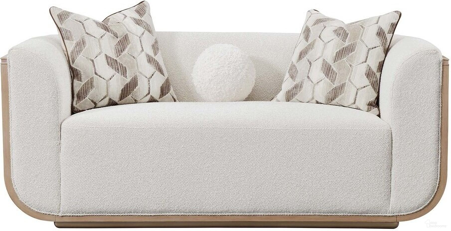 The appearance of West Kensington Loveseat In Sea Salt Caramel designed by Michael Amini in the modern / contemporary interior design. This sea salt caramel piece of furniture  was selected by 1StopBedrooms from West Kensington Collection to add a touch of cosiness and style into your home. Sku: 9096825-BUFF-147. Material: Solid Wood.