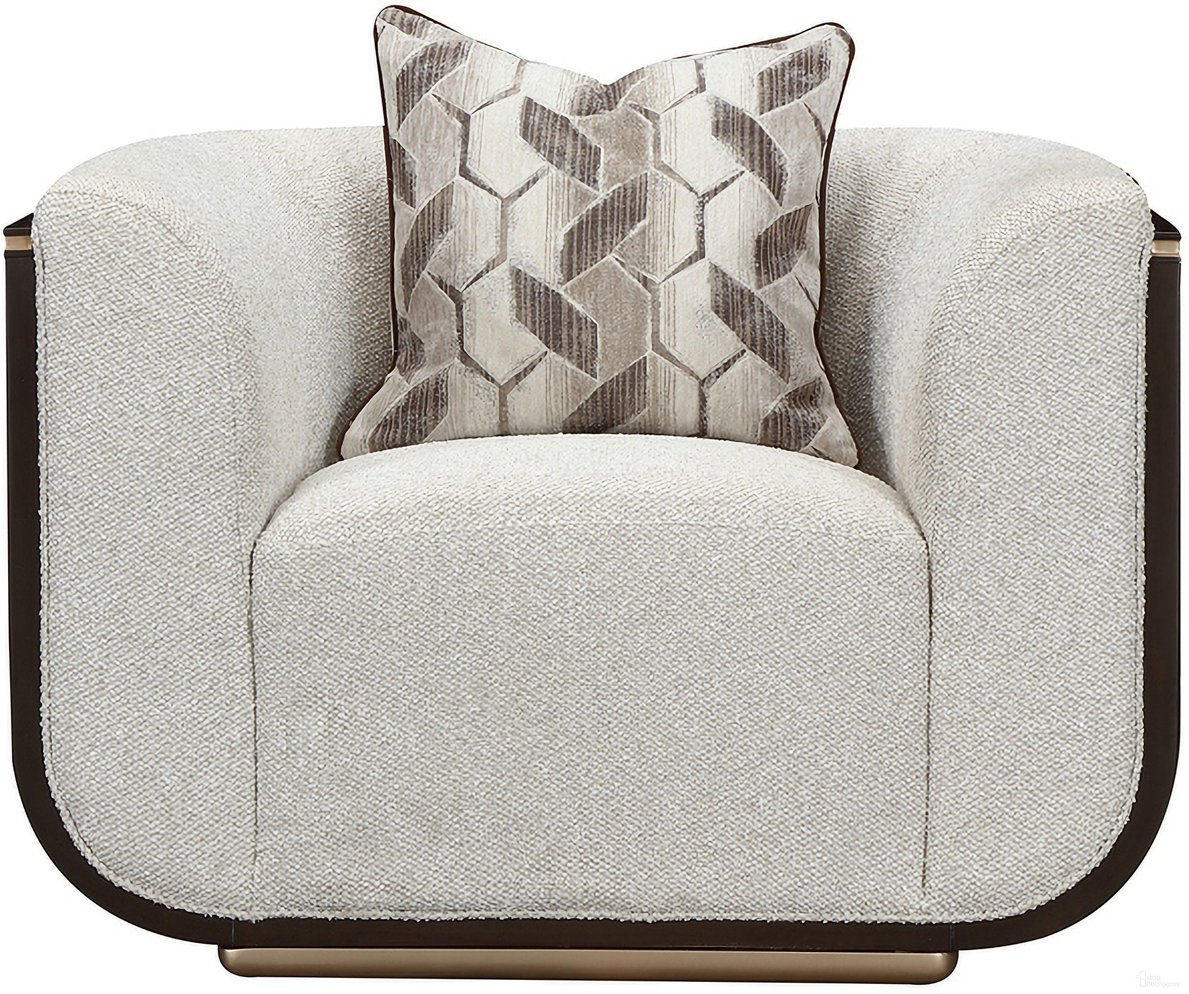 The appearance of West Kensington Matching Chair In Buff and Medium Espresso designed by Michael Amini in the transitional interior design. This medium espresso/buff piece of furniture  was selected by 1StopBedrooms from West Kensington Collection to add a touch of cosiness and style into your home. Sku: 9096835-BUFF-417. Material: Solid Wood.
