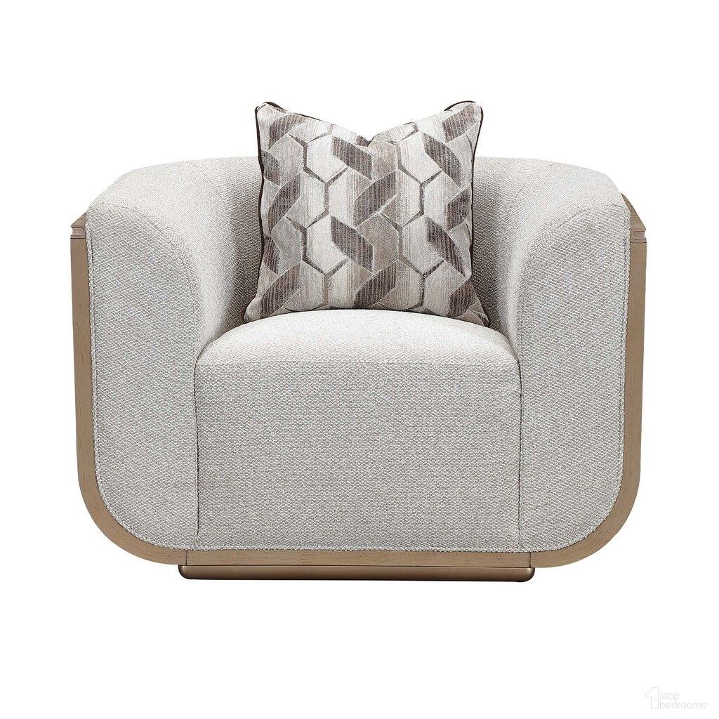 The appearance of West Kensington Matching Chair In Sea Salt Caramel designed by Michael Amini in the modern / contemporary interior design. This sea salt caramel piece of furniture  was selected by 1StopBedrooms from West Kensington Collection to add a touch of cosiness and style into your home. Sku: 9096835-BUFF-147. Material: Solid Wood.