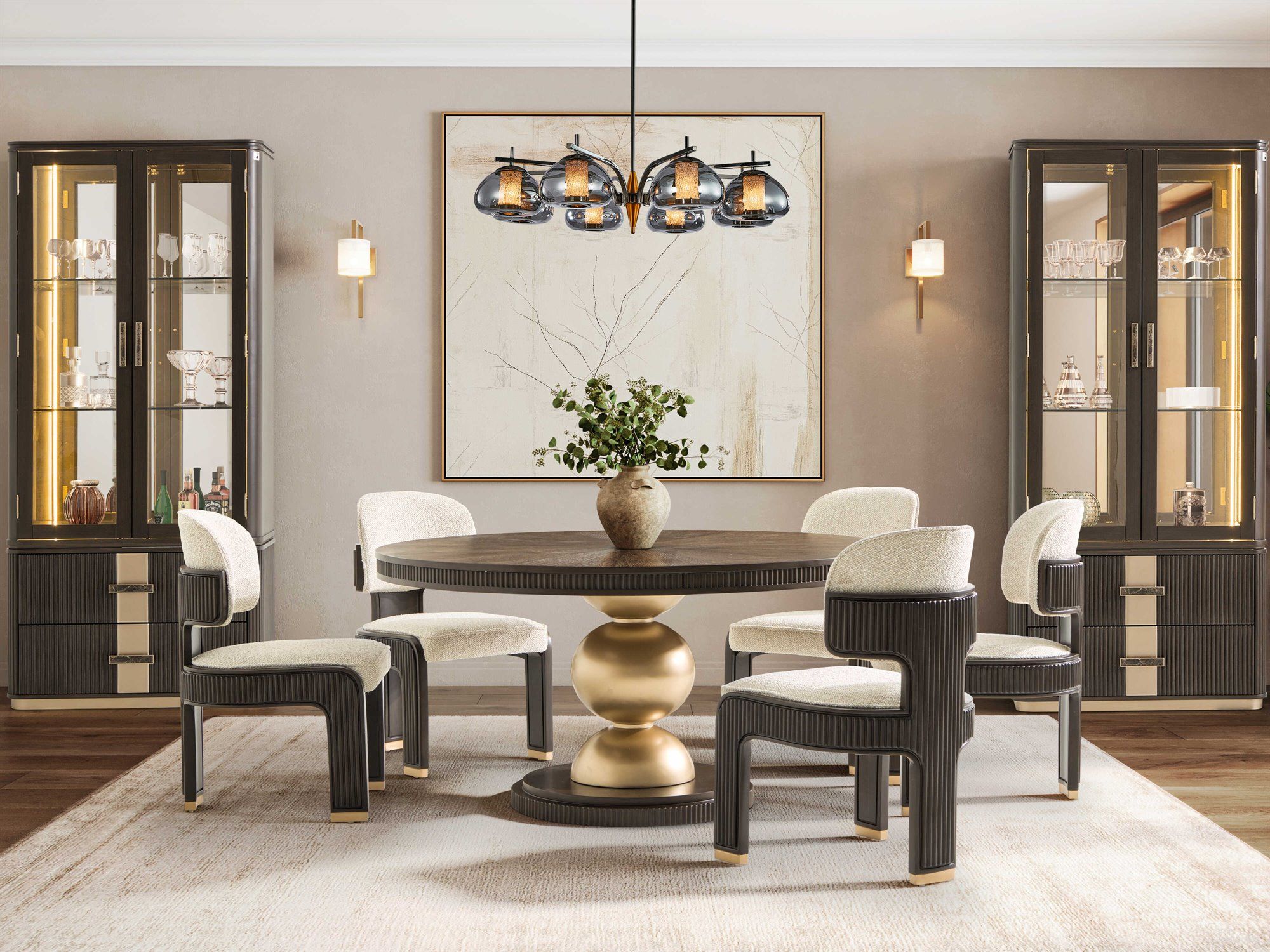 West Kensington Round Dining Room Set In Medium Espresso