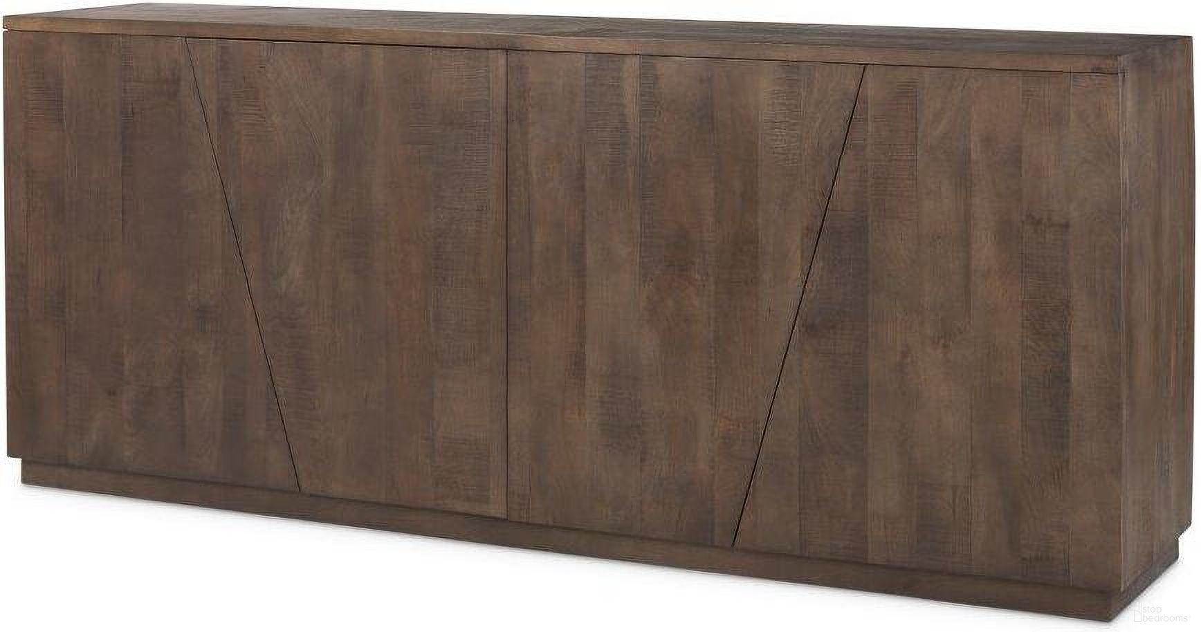 The appearance of West Wooden Angular Sideboard designed by Mercana in the modern / contemporary interior design. This medium brown piece of furniture was selected by 1StopBedrooms from West Collection to add a touch of cosiness and style into your home. Sku: 69872. Material: Wood.