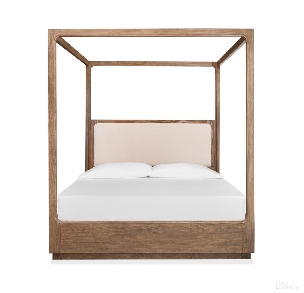 The appearance of Westbourne Queen Upholstered Poster Bed In Dark Umber designed by Magnussen in the transitional interior design. This dark umber piece of furniture was selected by 1StopBedrooms from Westbourne Collection to add a touch of cosiness and style into your home. Sku: B5888-56H;B5888-56P;B5888-56R. Bed Size: Queen. Material: Pine. Bed Type: Upholstered Bed.