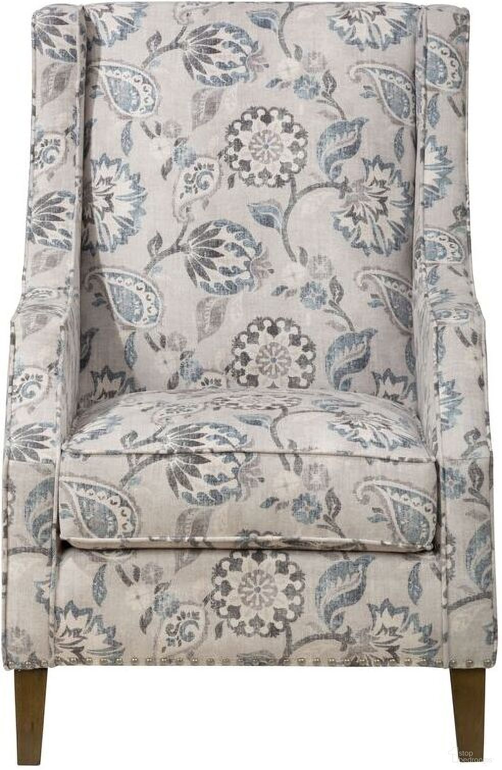 The appearance of Westbrook Paisley Upholstered Accent Chair with Nailhead Trim In Slate designed by Jofran in the transitional interior design. This slate piece of furniture was selected by 1StopBedrooms from Westbrook Collection to add a touch of cosiness and style into your home. Sku: WESTBROOK-CH-SLATE. Material: Plywood.