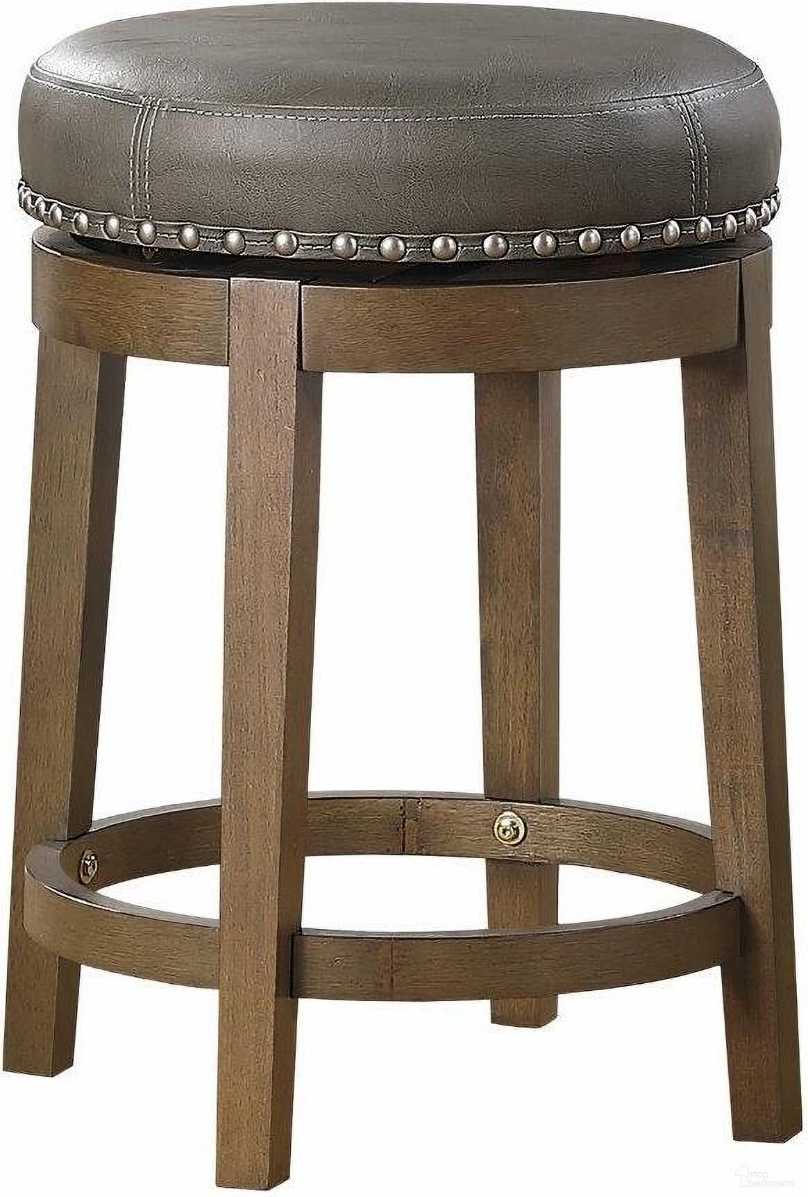 The appearance of Westby Gray Round Swivel Counter Height Stool Set Of 2 designed by Homelegance in the transitional interior design. This gray piece of furniture  was selected by 1StopBedrooms from Westby Collection to add a touch of cosiness and style into your home. Sku: 5681GRY-24. Material: Faux Leather.