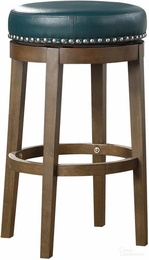 The appearance of Westby Green Round Swivel Pub Height Stool Set Of 2 designed by Homelegance in the transitional interior design. This green piece of furniture was selected by 1StopBedrooms from Westby Collection to add a touch of cosiness and style into your home. Sku: 5681GEN-29. Material: Faux Leather.
