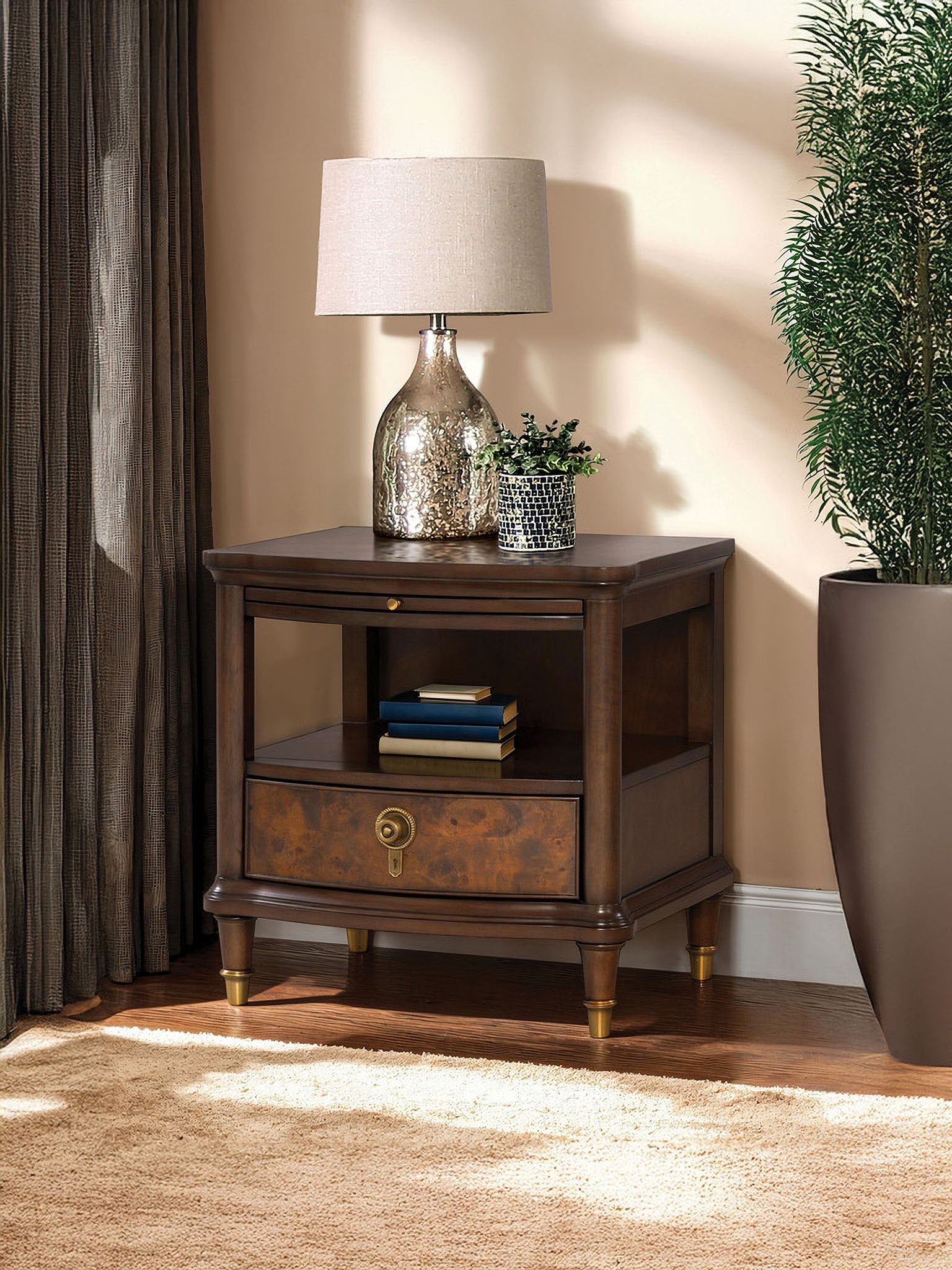 The appearance of Westerham End Table with LED In Dark Cherry designed by Furniture of America in the modern / contemporary interior design. This dark cherry piece of furniture was selected by 1StopBedrooms from Westerham Collection to add a touch of cosiness and style into your home. Sku: FM44001CH-E. Material: Solid Rubberwood.