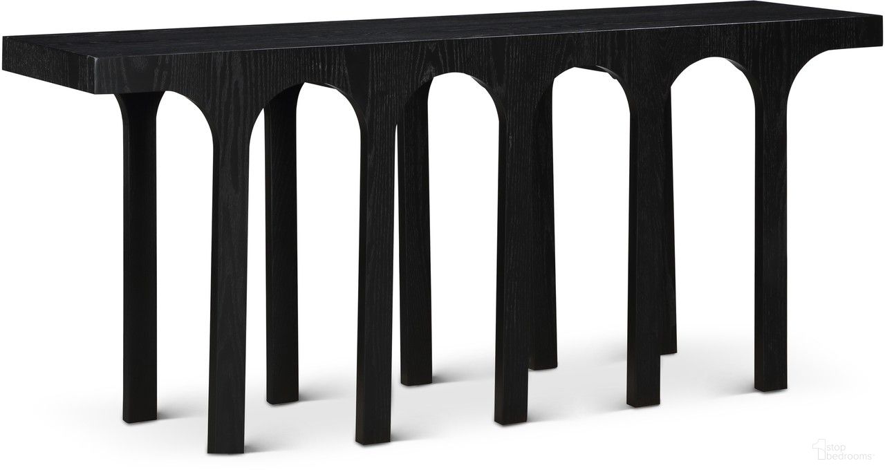 The appearance of Westfield Console Table In Black designed by Meridian in the modern / contemporary interior design. This black piece of furniture  was selected by 1StopBedrooms from Westfield Collection to add a touch of cosiness and style into your home. Sku: 99076Black-T. Material: Rubberwood.