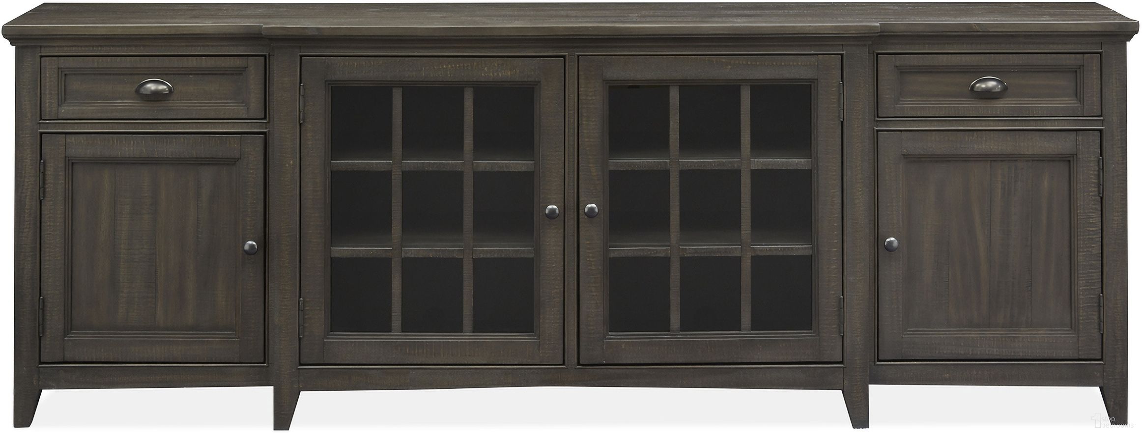 The appearance of Westley Falls 90 Inch Console In Graphite designed by Magnussen in the modern / contemporary interior design. This graphite piece of furniture was selected by 1StopBedrooms from Westley Falls Collection to add a touch of cosiness and style into your home. Sku: E4399-09. Material: Pine Veneer.