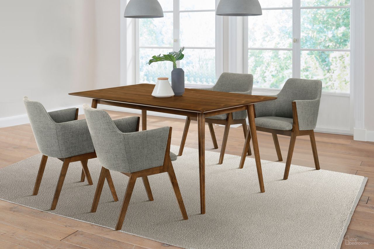 The appearance of Westmont and Renzo Charcoal and Walnut 5-Piece Dining Set designed by Armen Living in the modern / contemporary interior design. This charcoal piece of furniture was selected by 1StopBedrooms from Westmont and Renzo Collection to add a touch of cosiness and style into your home. Sku: LCWEDIWA;LCRESIWACH;LCRESIWACH. Material: Rubberwood.