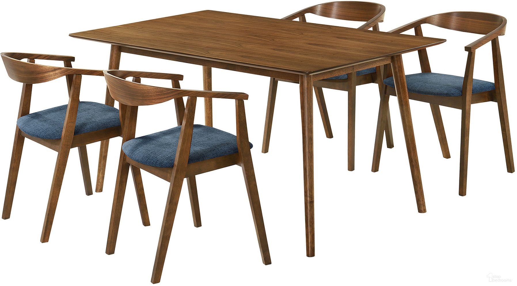 The appearance of Westmont Santana 5 Piece Wood Dining Set In Walnut/Blue designed by Armen Living in the transitional interior design. This walnut blue piece of furniture was selected by 1StopBedrooms from Westmont Collection to add a touch of cosiness and style into your home. Sku: LCSACHWABLU;LCSACHWABLU;LCWEDIWA. Material: Wood.