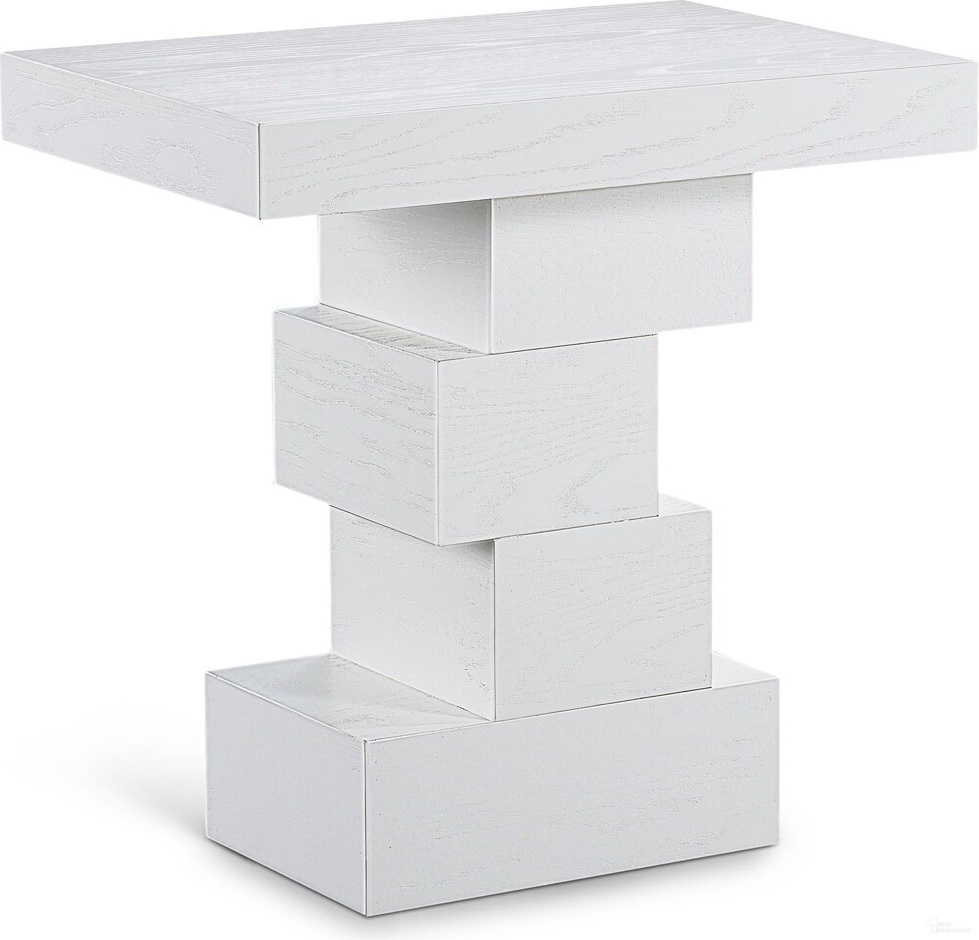 The appearance of Westmount Off-White End Table In Off White designed by Meridian in the modern / contemporary interior design. This off white piece of furniture was selected by 1StopBedrooms from Westmount Collection to add a touch of cosiness and style into your home. Sku: 499White-ET Box 1/2 (Top);499White-ET Box 2/2 (Base). Material: MDF.