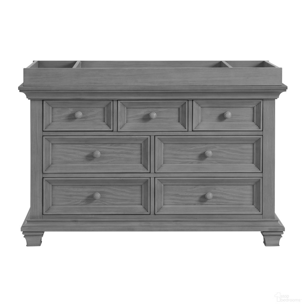 The appearance of Weston 7 Drawer Dresser In Dusk Gray designed by Oxford Baby in the transitional interior design. This dusk gray piece of furniture was selected by 1StopBedrooms from Weston Collection to add a touch of cosiness and style into your home. Sku: 12137530. Material: Wood.